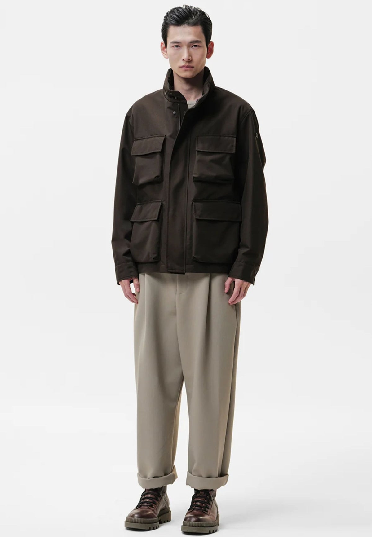 DUNO TREVOR B - Field Jacket Uomo in Tessuto Tecnico Ripstop 3-Layer con Cappuccio a Scomparsa 