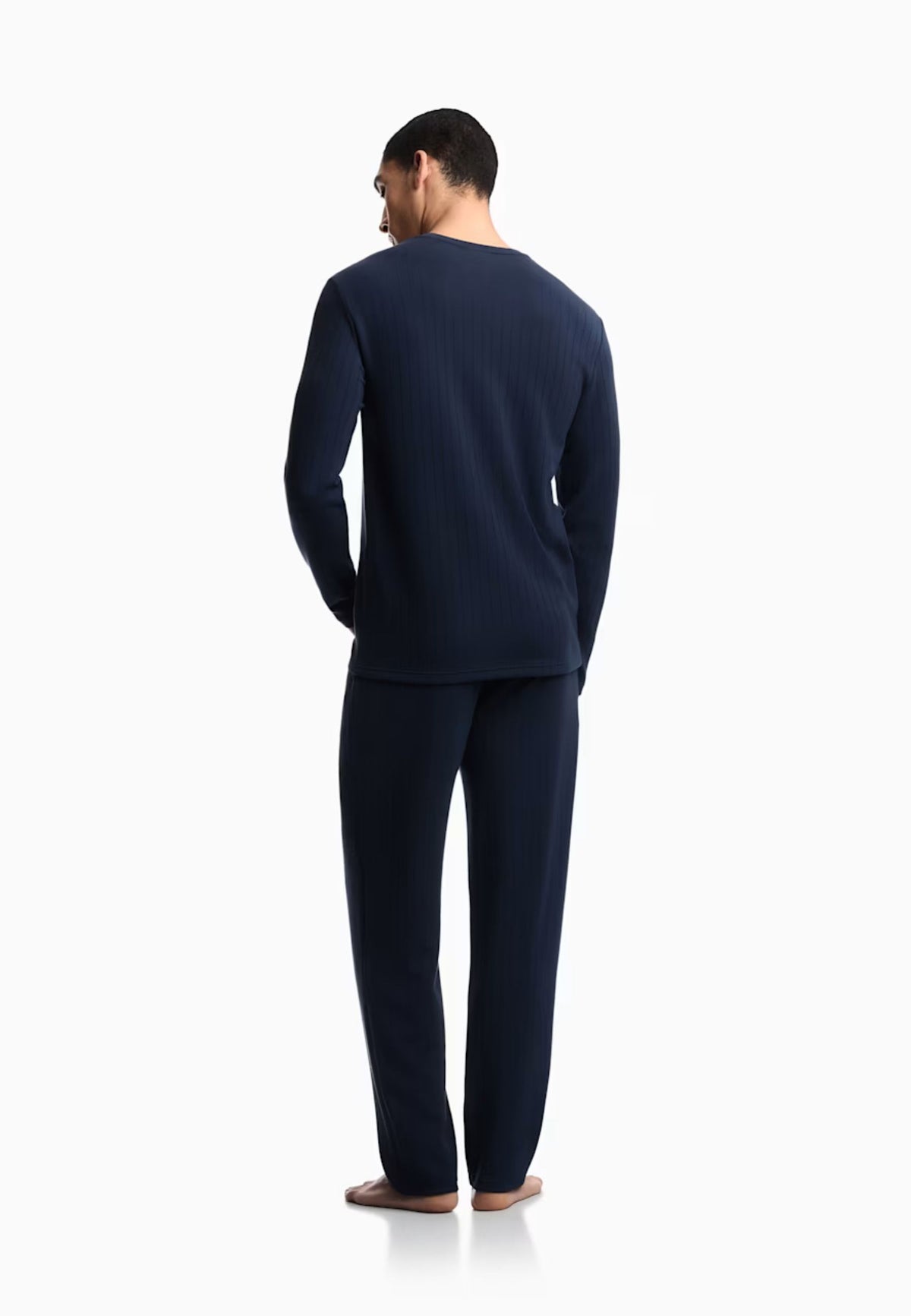 Emporio Armani - Pigiama lungo Winter Stripe in jersey di modal 
