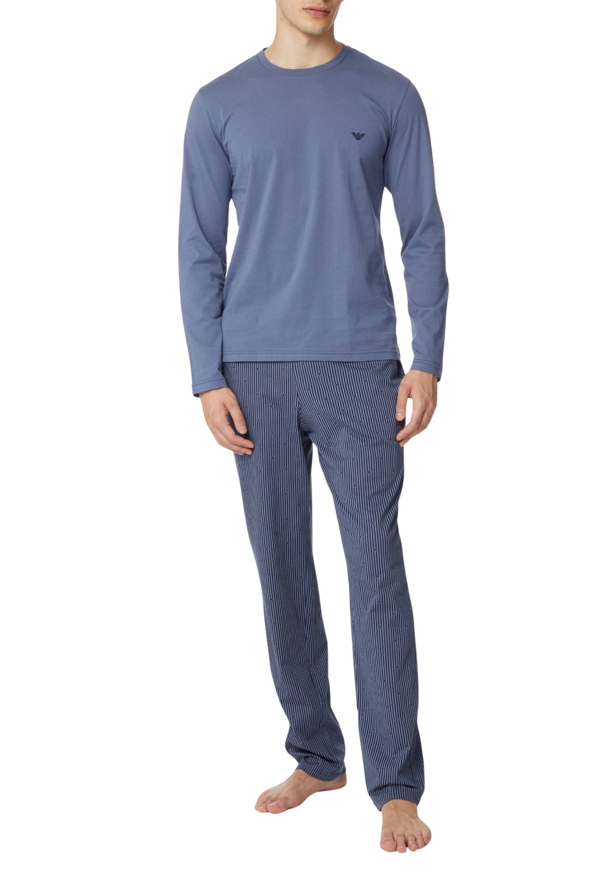 Emporio Armani - Pigiama Lungo in Cotone con Pantaloni Fantasia 