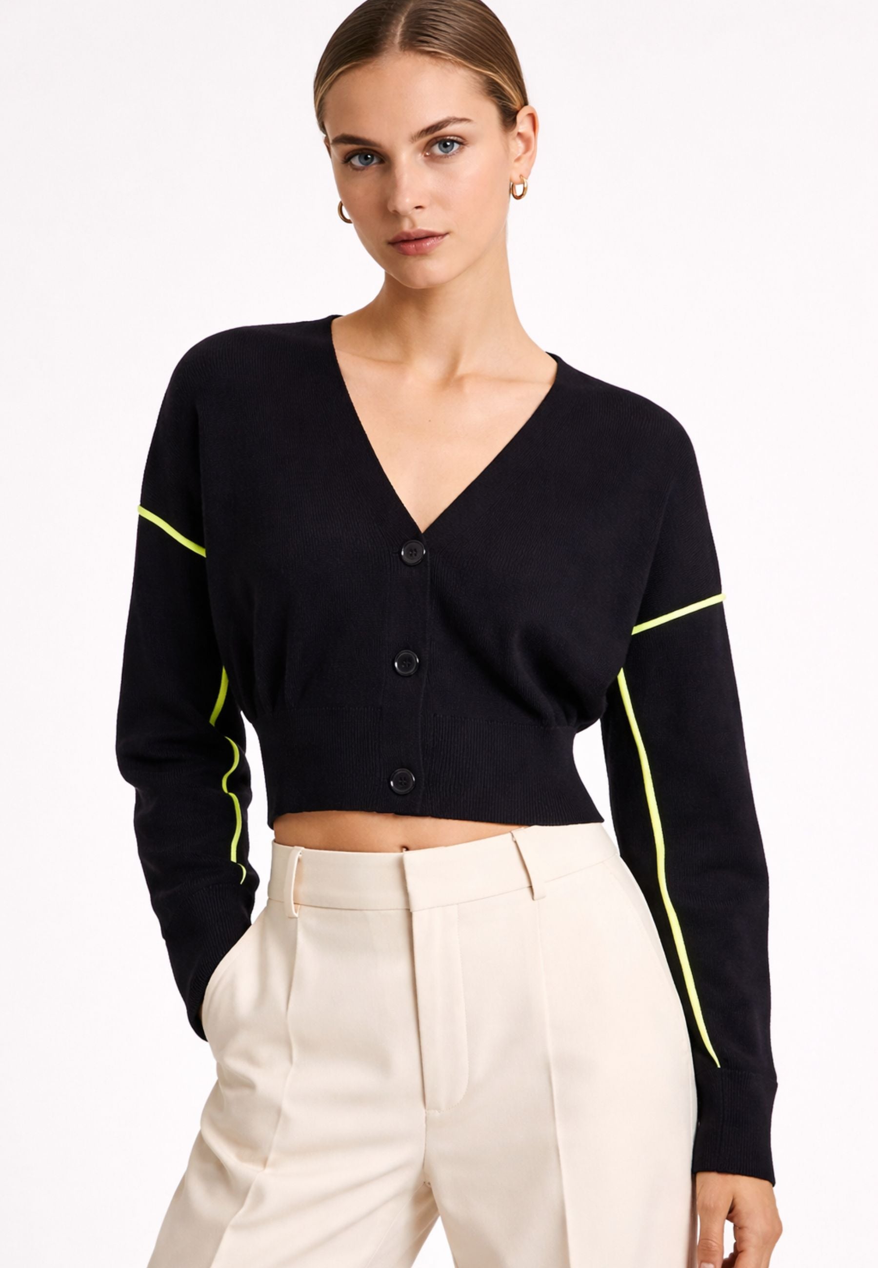 Essentiel Antwerp - Cardigan "Ileo" in maglia con piping a contrasto 