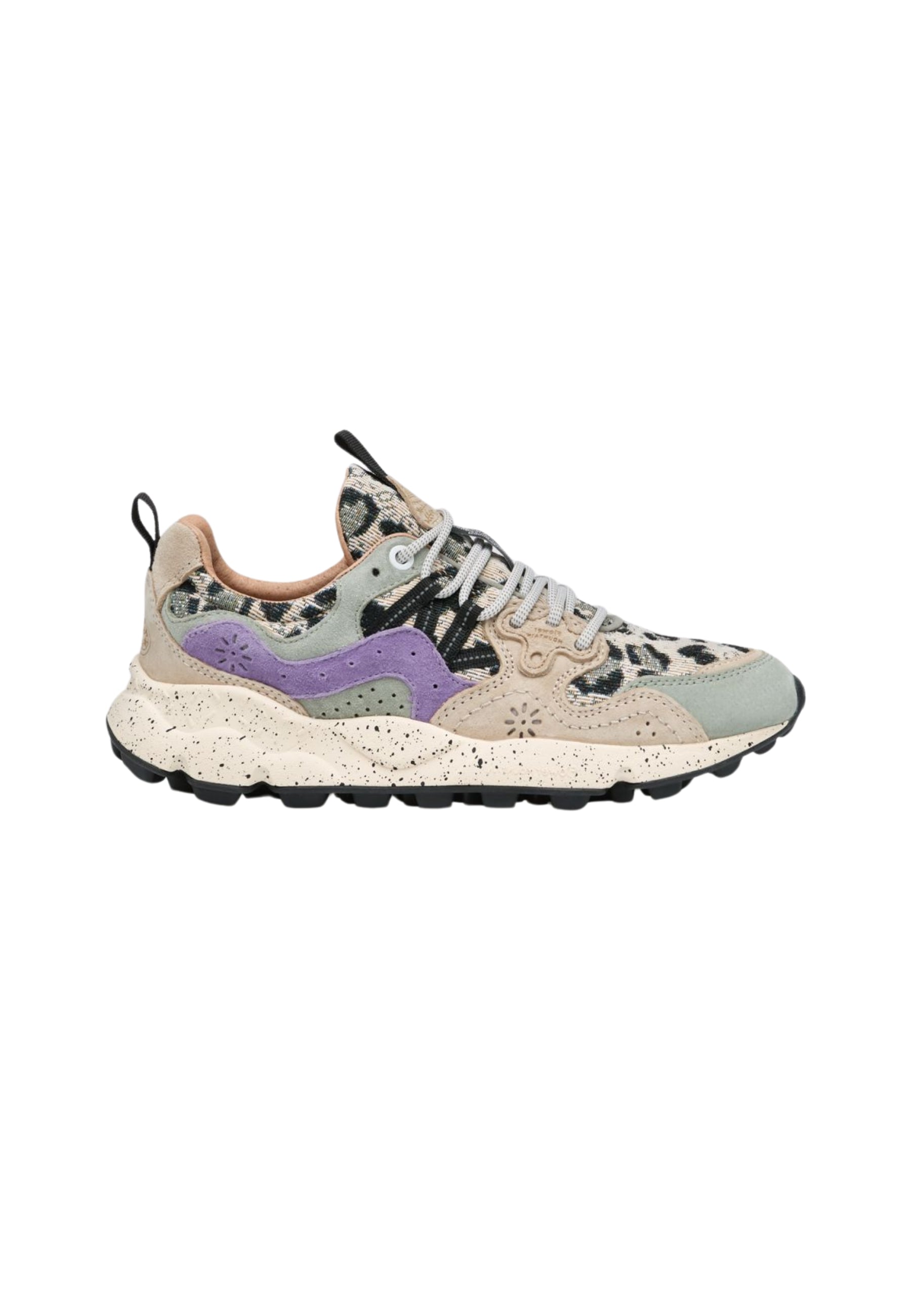 FLOWER MOUNTAIN YAMANO 3 WOMAN - Sneakers Donna in Pelle e Tessuto Tortora-Nero 