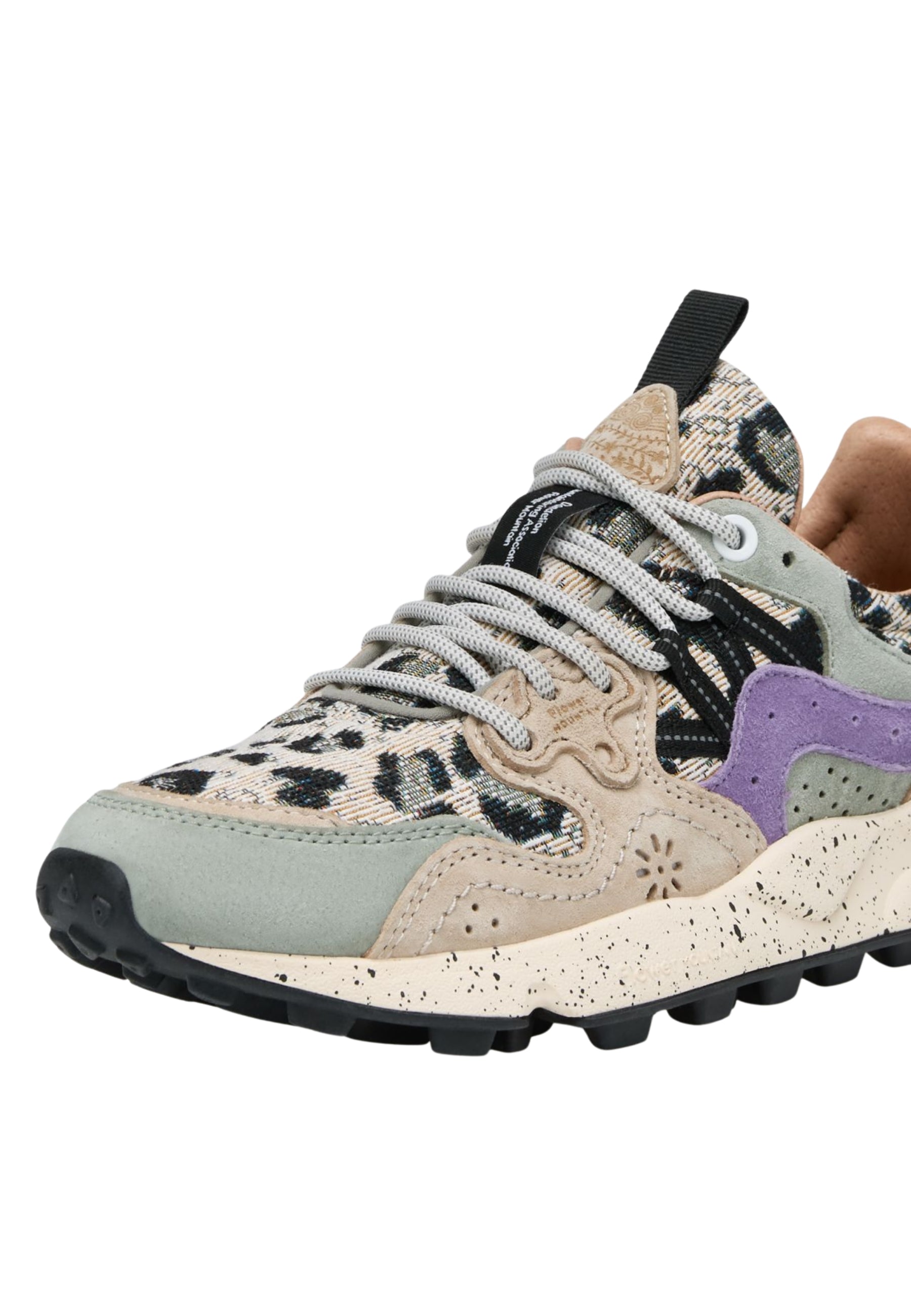 FLOWER MOUNTAIN YAMANO 3 WOMAN - Sneakers Donna in Pelle e Tessuto Tortora-Nero 