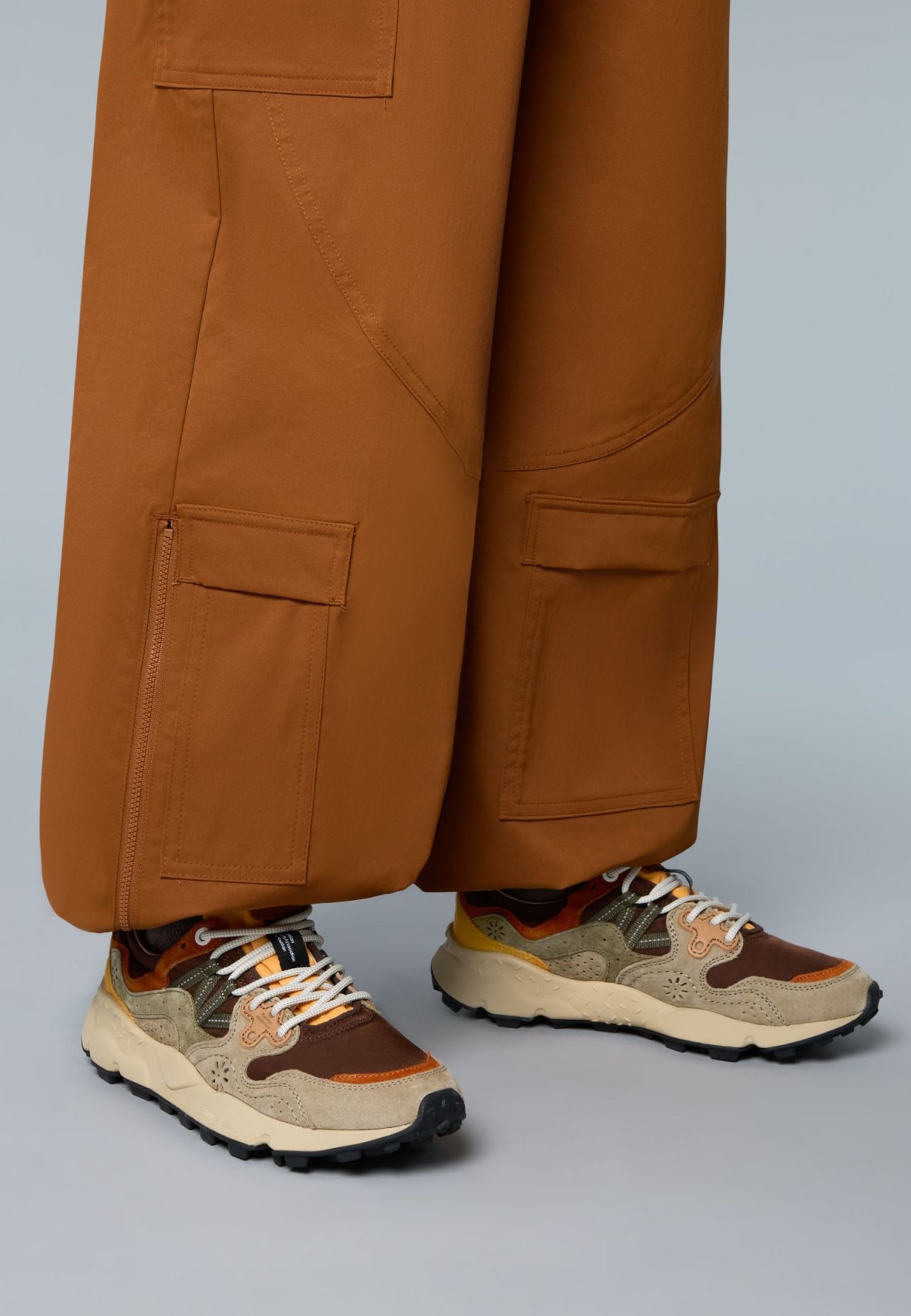 FLOWER MOUNTAIN YAMANO 3 UNI - Sneakers in Suede e Tessuto Tecnico Grigio-Marrone 