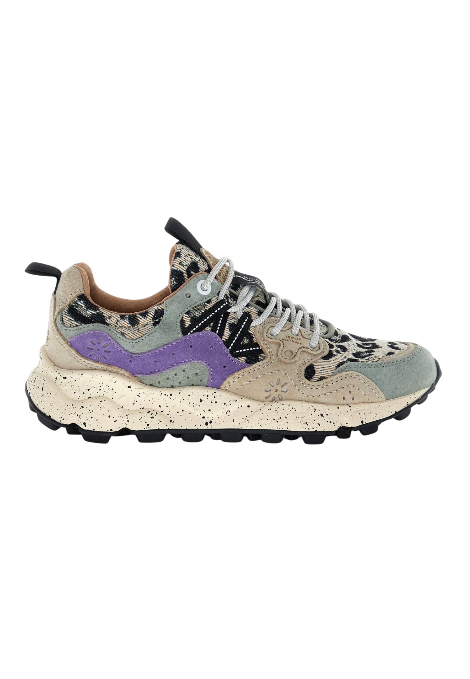 FLOWER MOUNTAIN - Sneaker Donna in Nubuck e Tessuto Jacquard Multicolor 