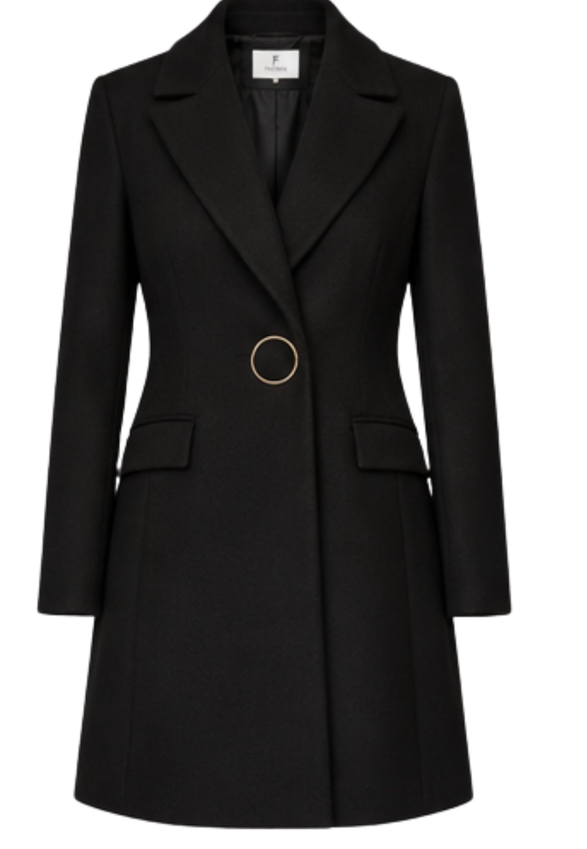Fracomina - Cappotto Regular Monopetto con Bottone Gioiello 