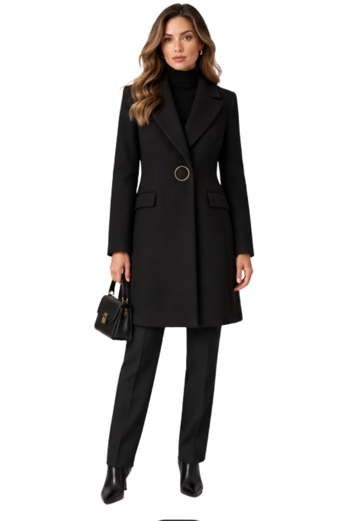 Fracomina - Cappotto Regular Monopetto con Bottone Gioiello 