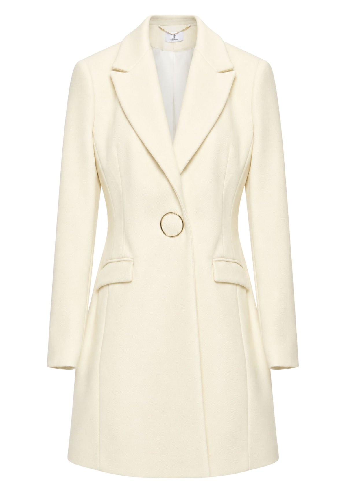 Fracomina - Cappotto Regular Monopetto con Bottone Gioiello 