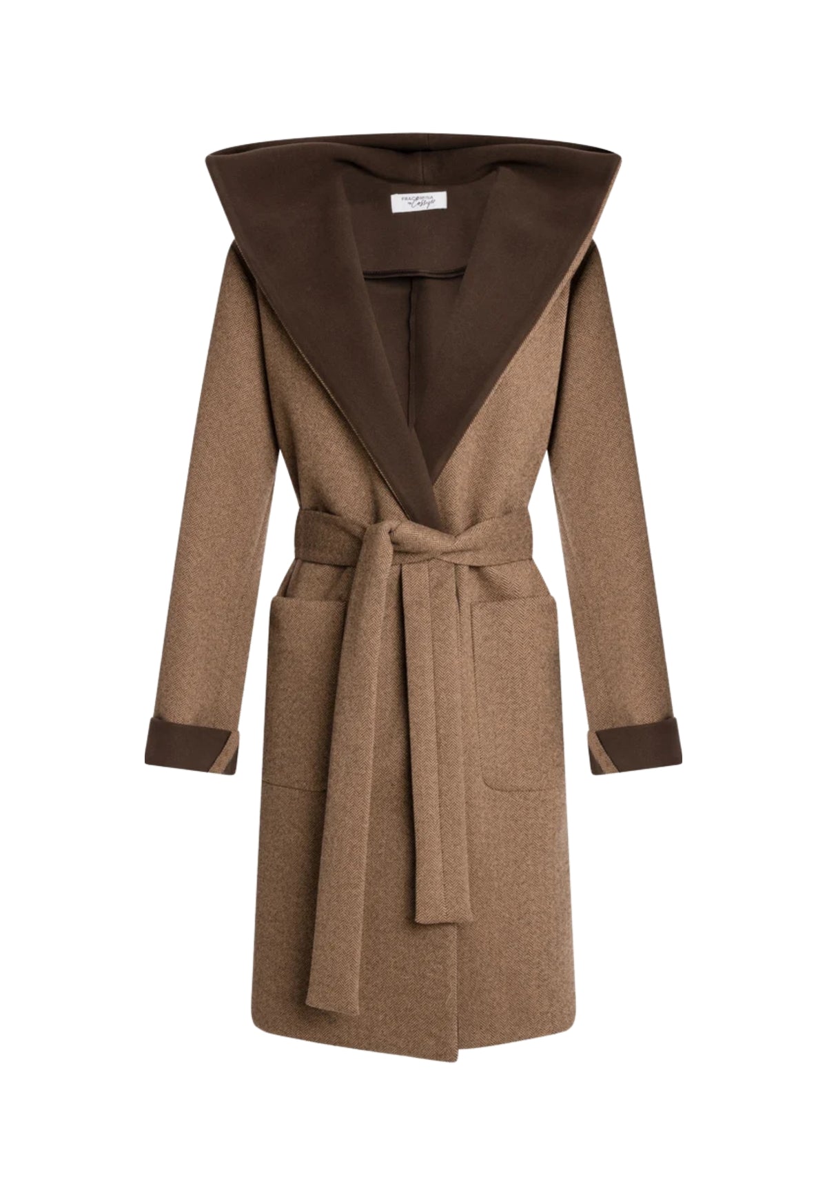 Fracomina Cappotto Regular Lungo con Cappuccio e Cintura 