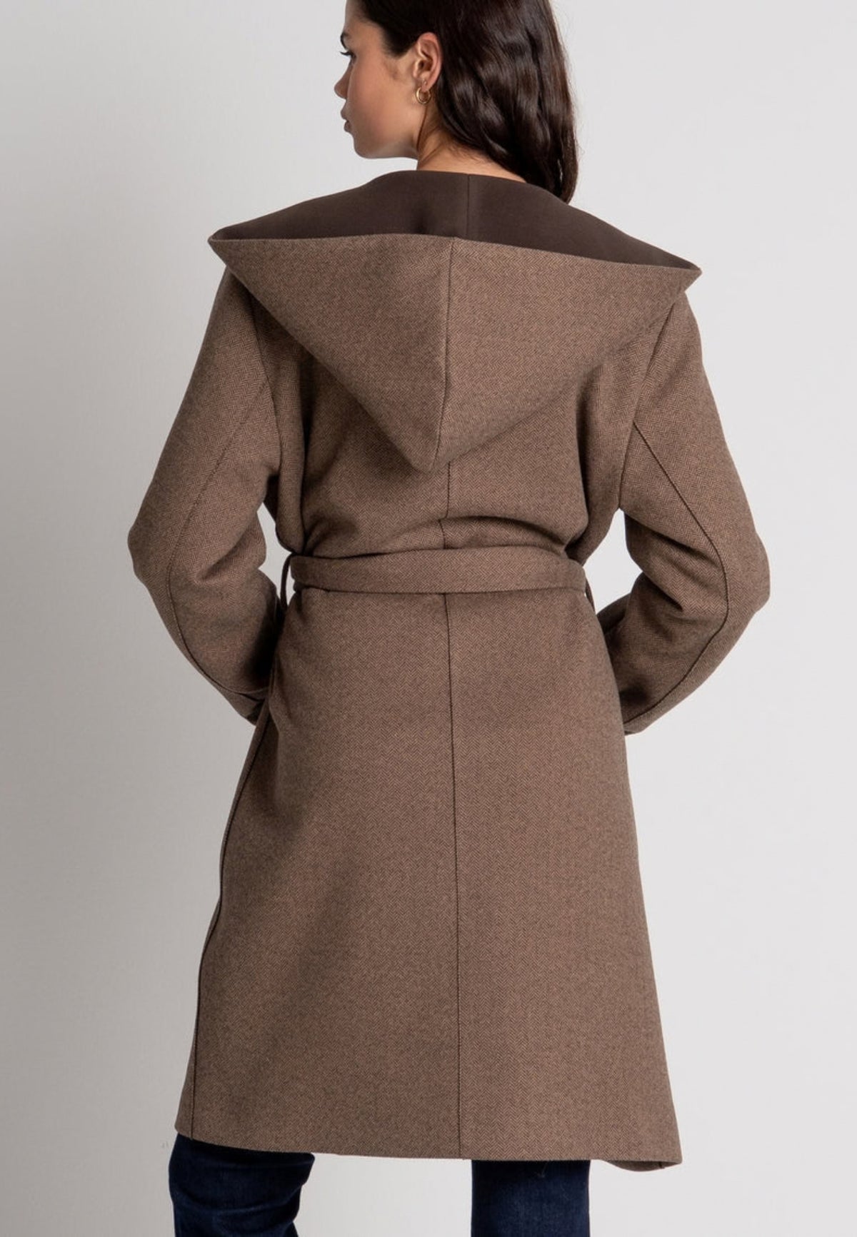 Fracomina Cappotto Regular Lungo con Cappuccio e Cintura 