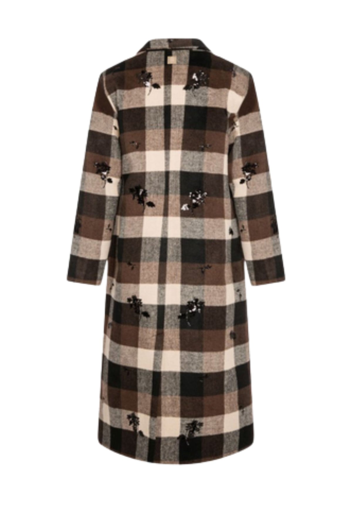 Fracomina - Cappotto lungo check con applicazioni 