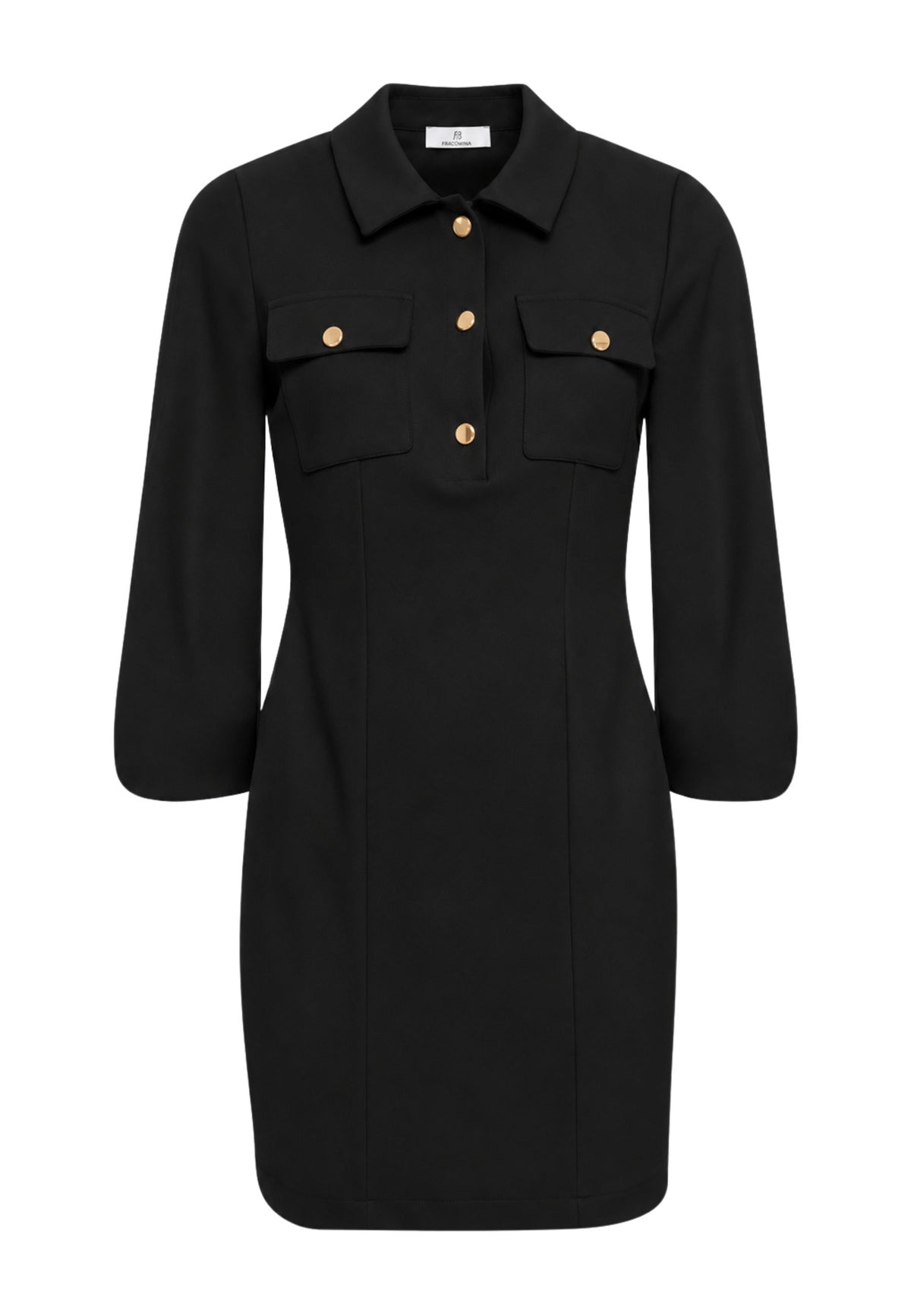 Fracomina - Abito mini slim nero con collo a polo 