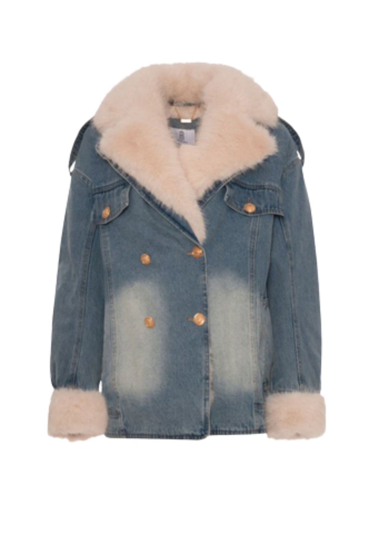 Fracomina - Giacca in denim con dettagli in ecopelliccia 
