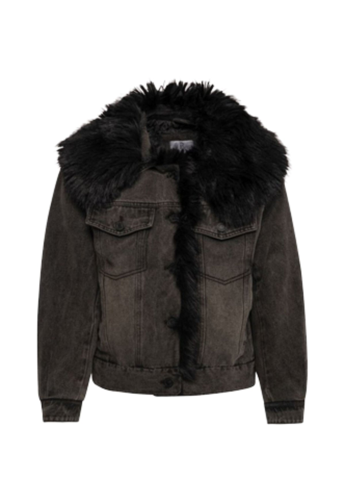 Fracomina - Giacca in denim con collo in ecopelliccia 