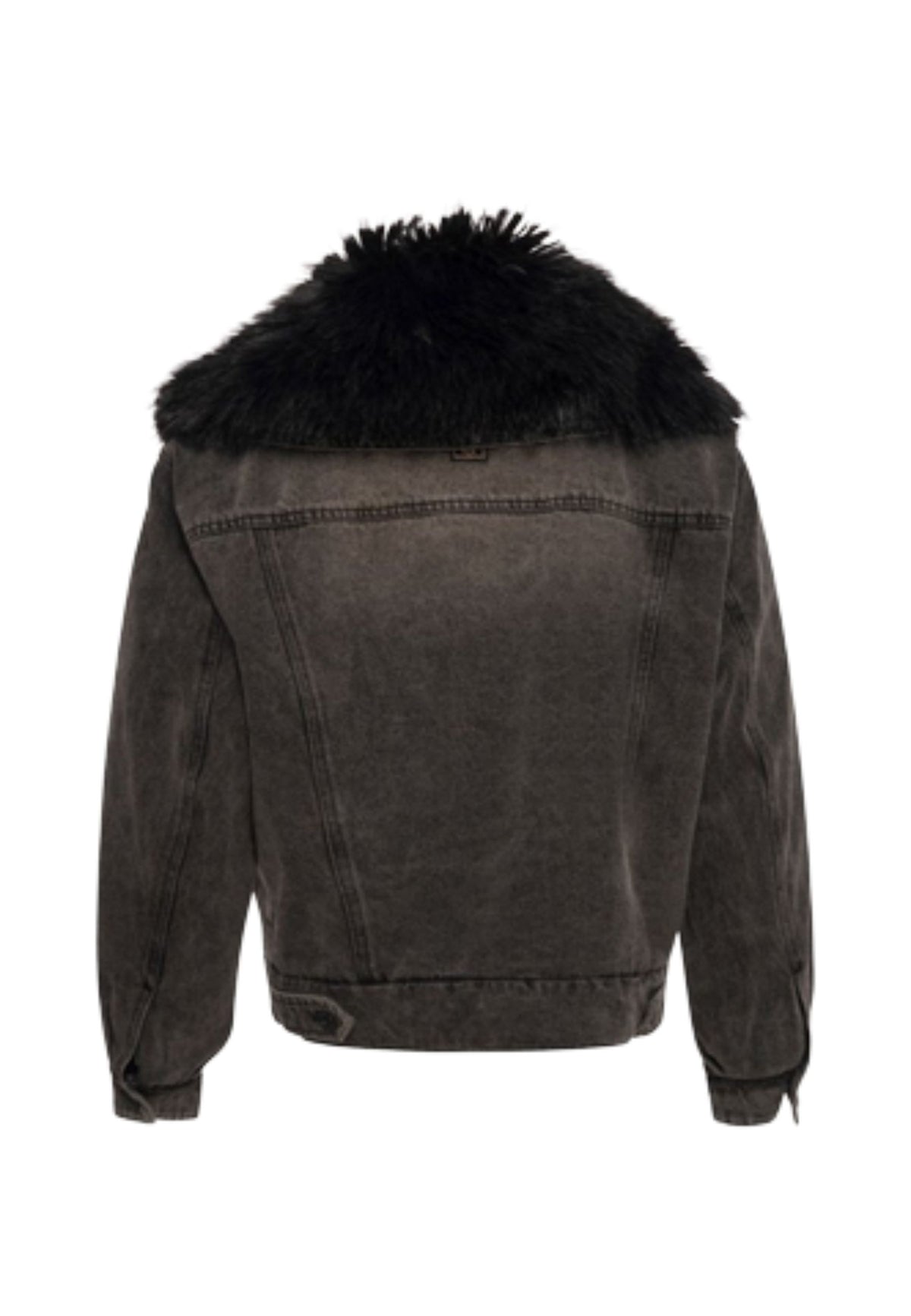 Fracomina - Giacca in denim con collo in ecopelliccia 