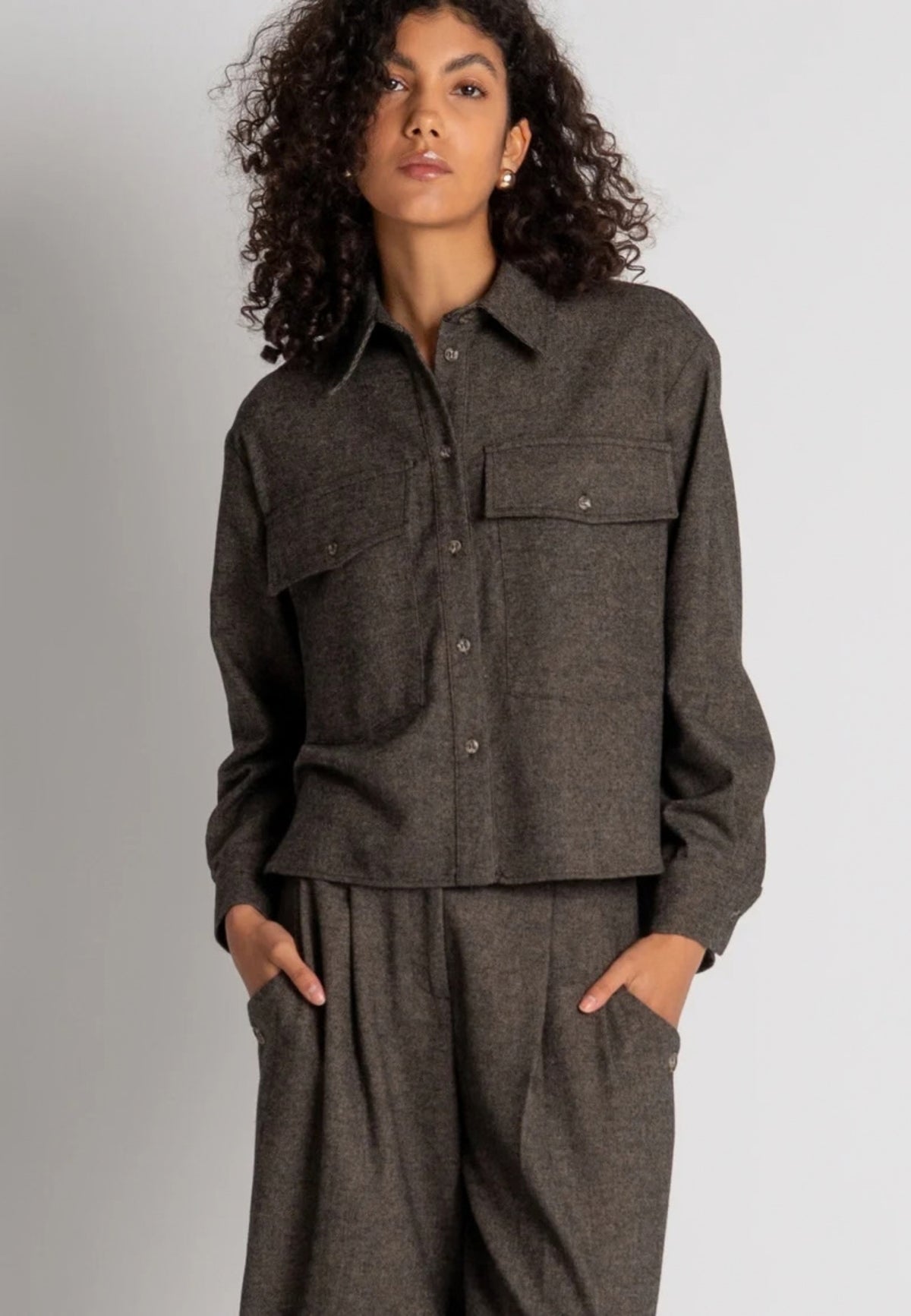 Fracomina Camicia Over in Tweed con Lana 