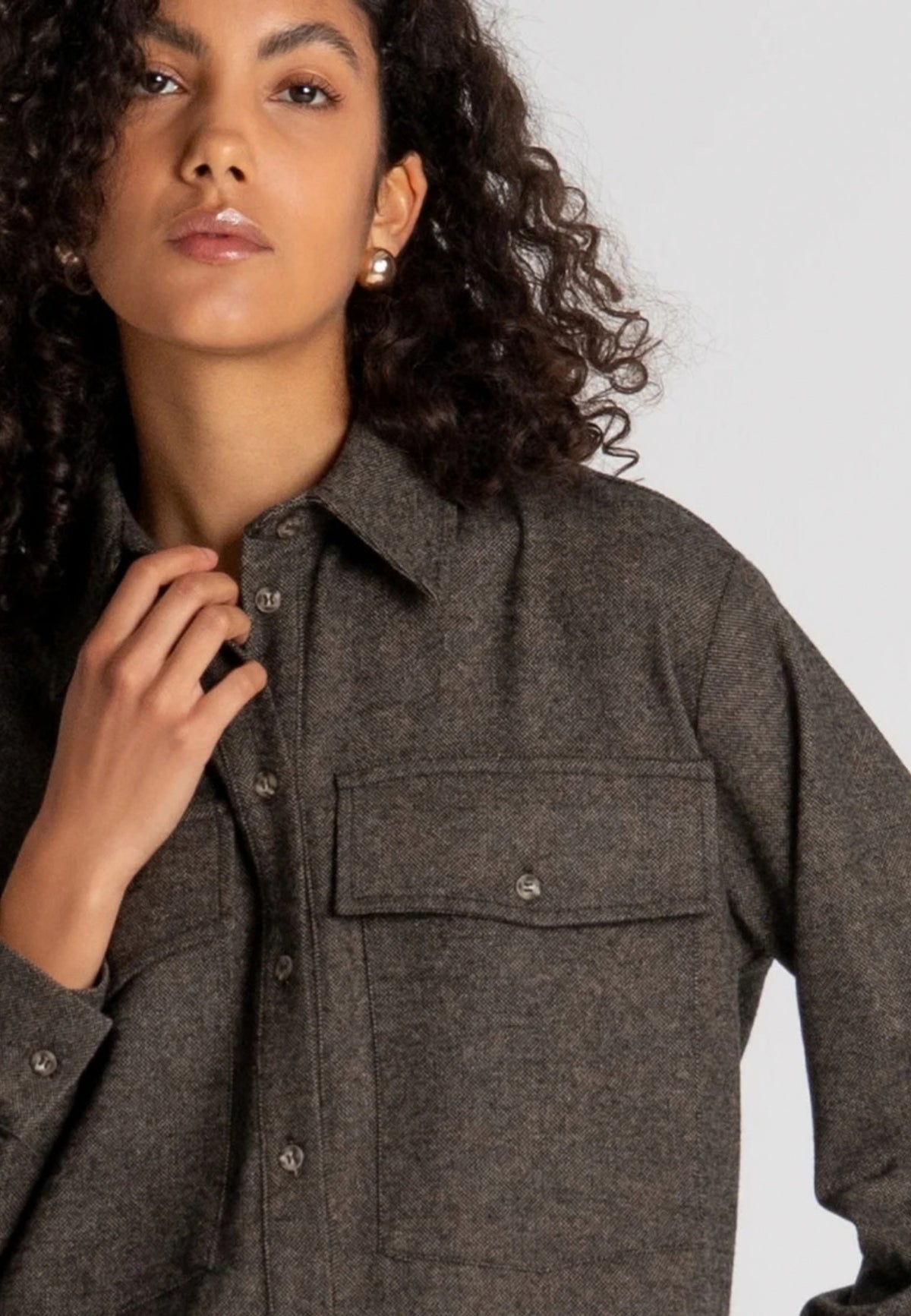 Fracomina Camicia Over in Tweed con Lana 