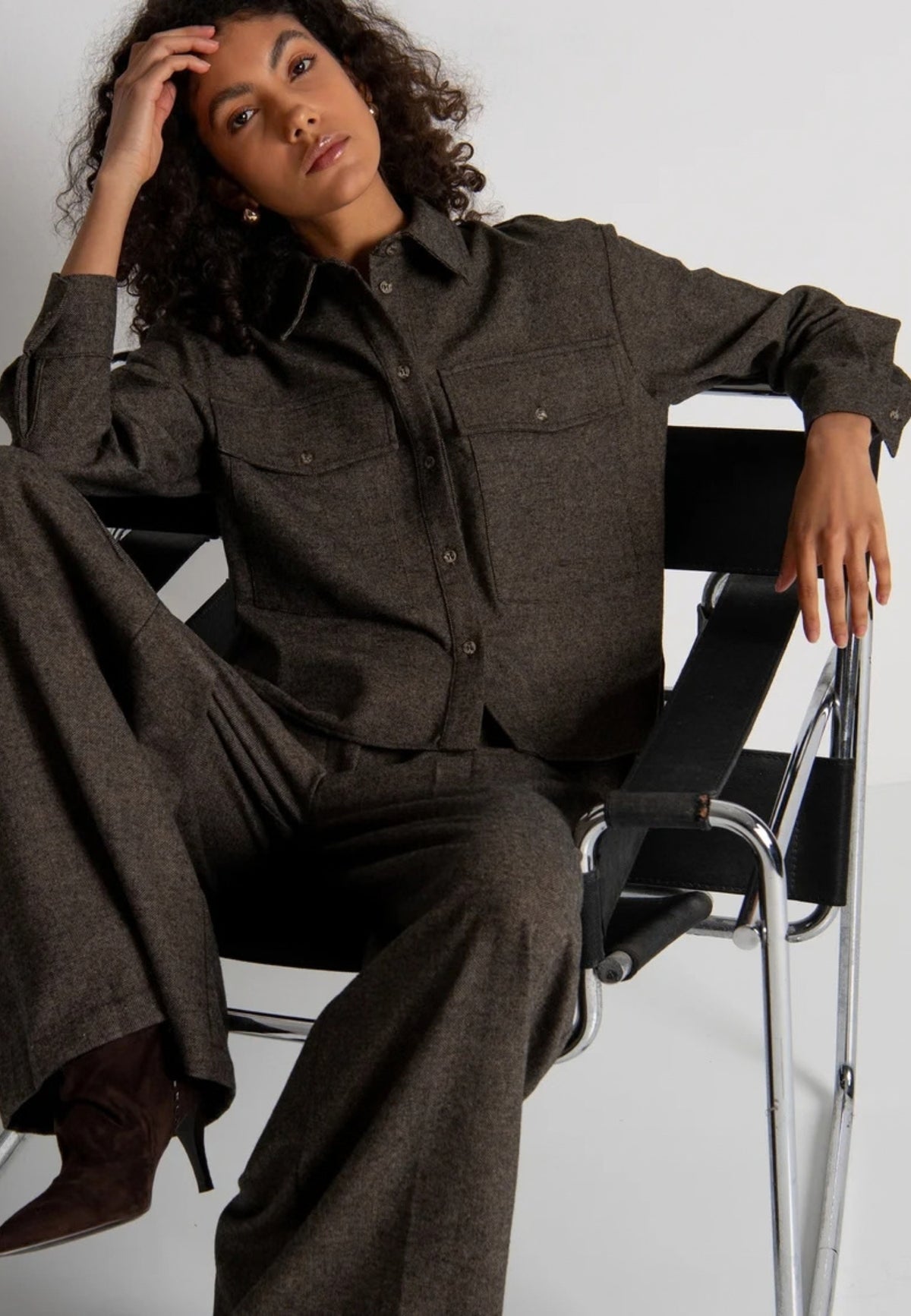 Fracomina Camicia Over in Tweed con Lana 