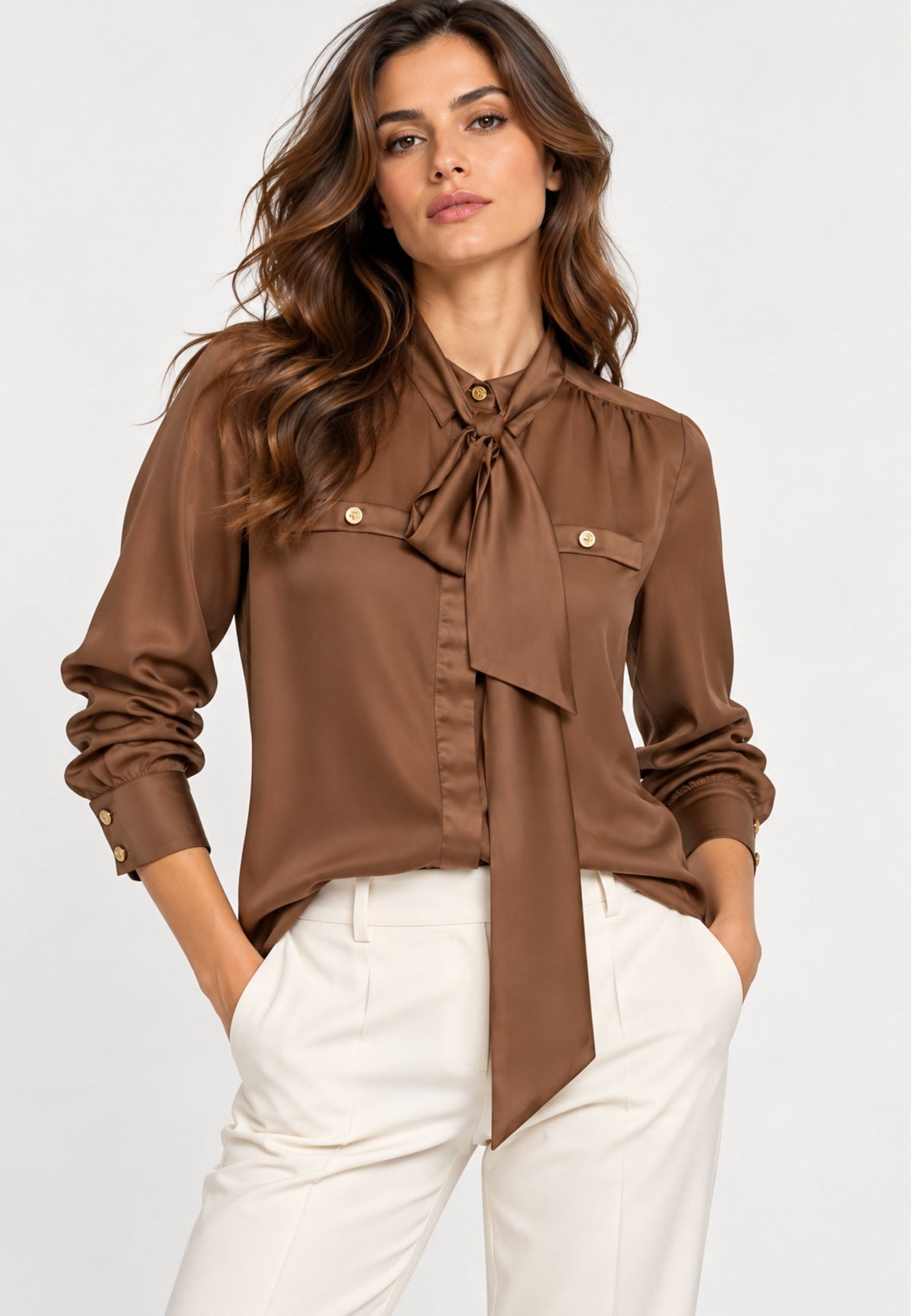 FRACOMINA Camicia con Fiocco al Collo 