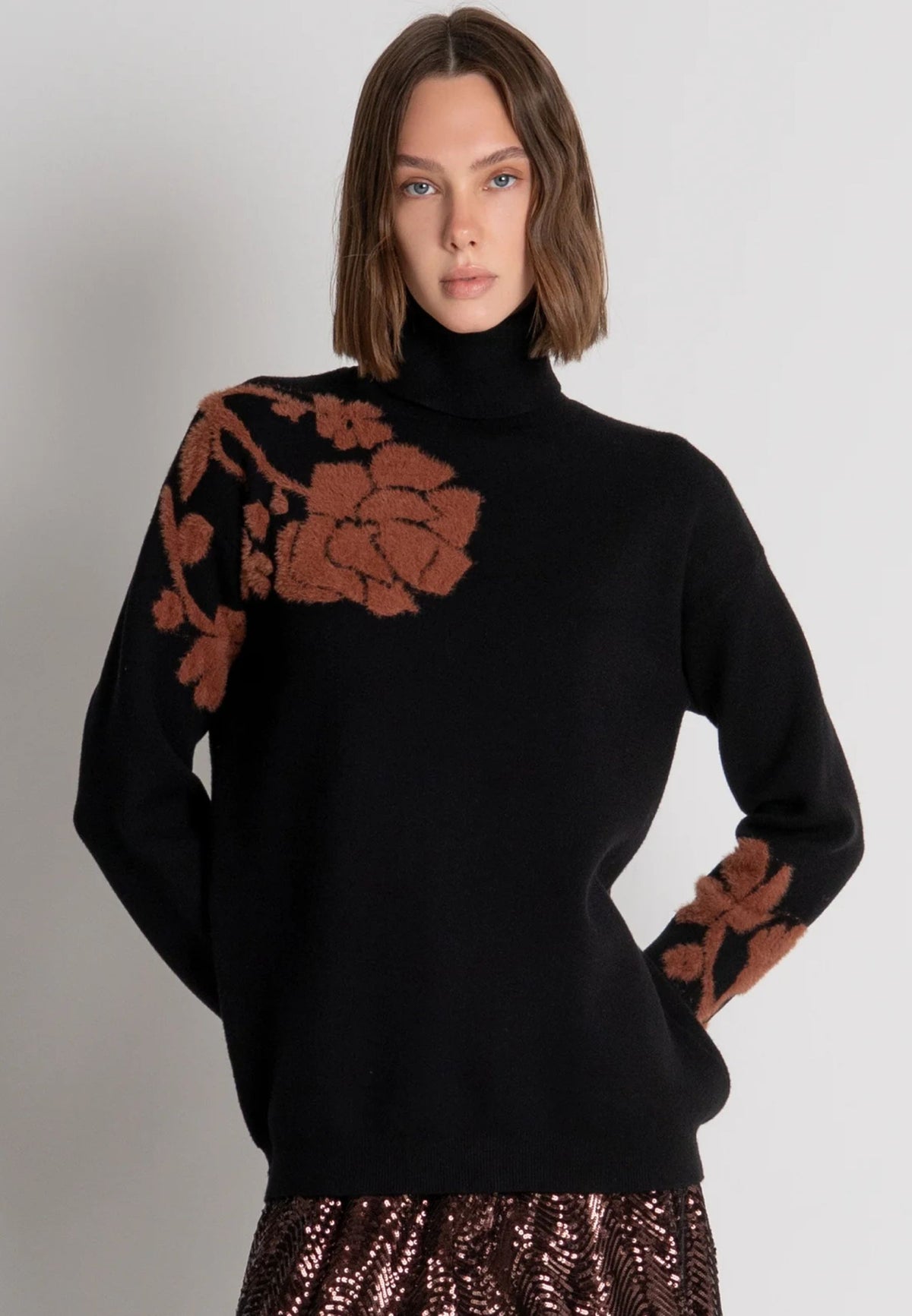 FRACOMINA - Maglia regular con jacquard a fiori 