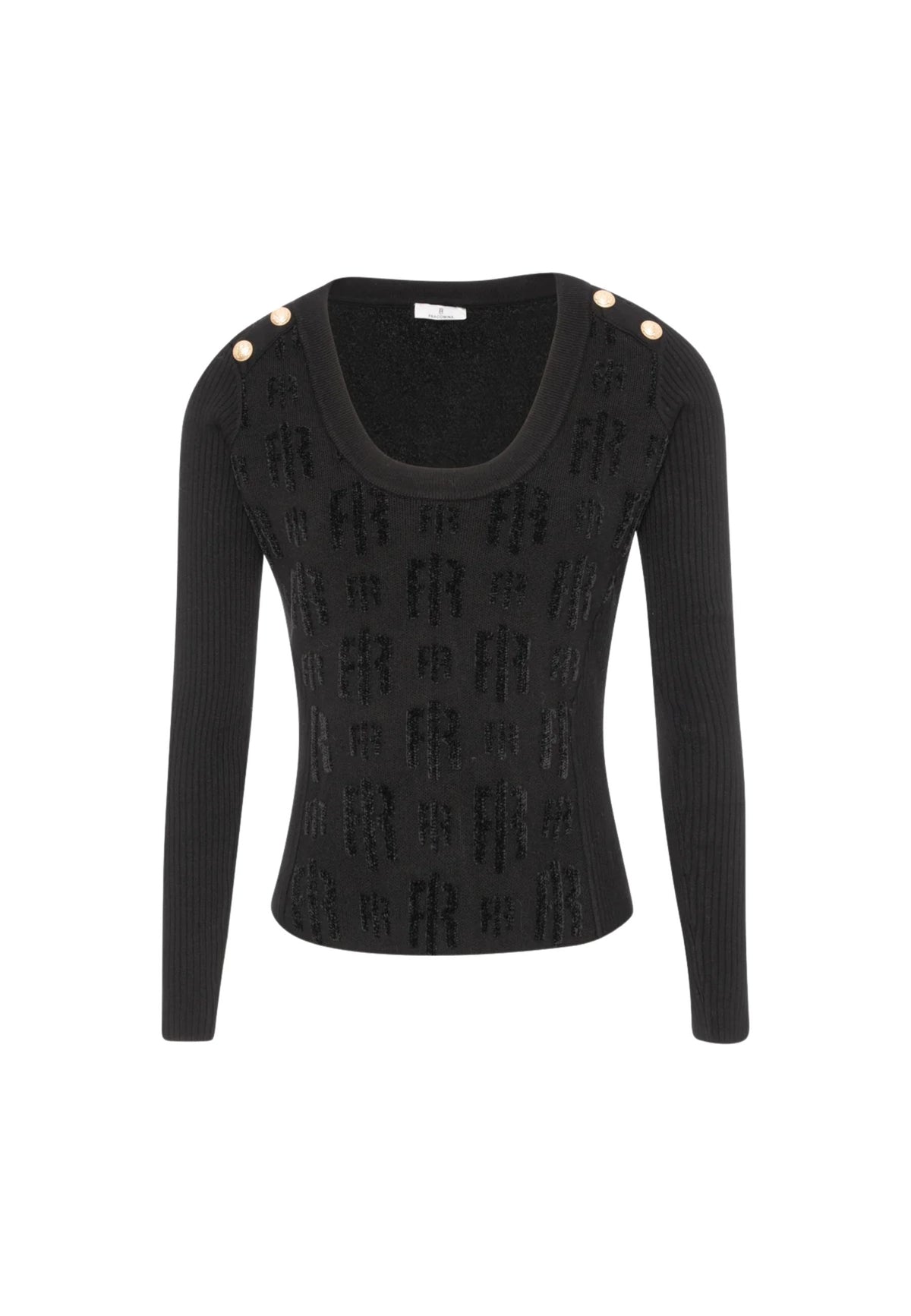FRACOMINA - Maglia slim con monogram e bottoni gioiello 