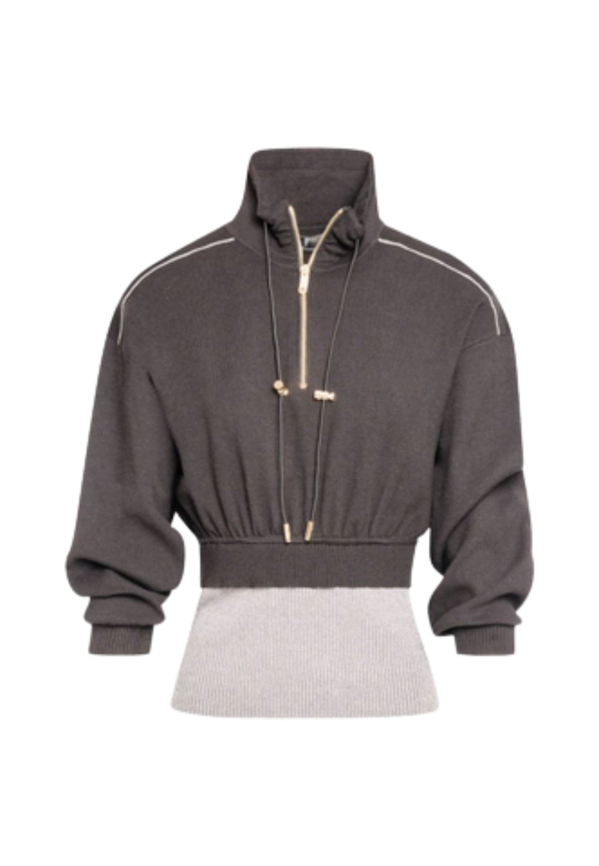 FRACOMINA - Felpa cropped con zip e coulisse 