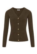 Fracomina Cardigan in Viscosa con Bottoni Gioiello - Marrone