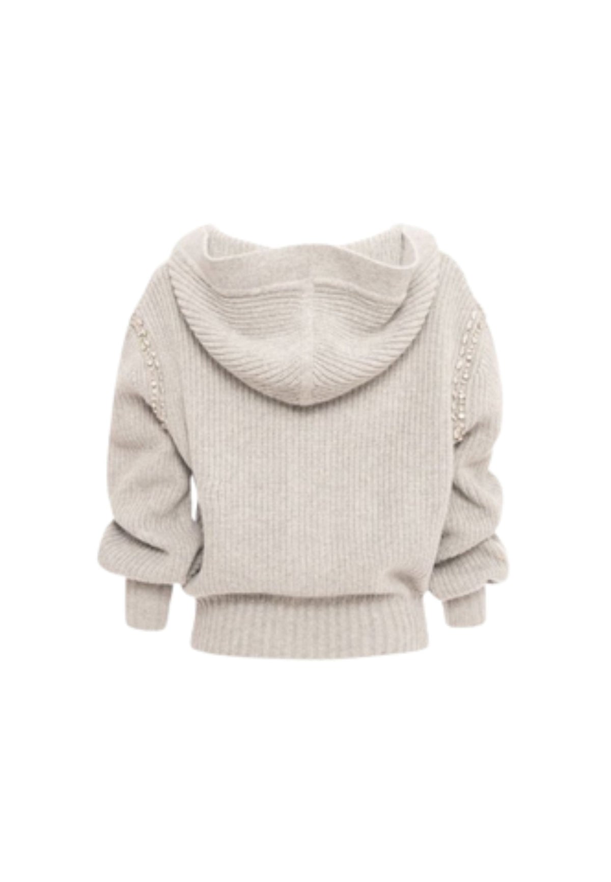 Fracomina Cardigan con Cappuccio e Dettagli Gioiello - Beige 