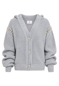 Fracomina Cardigan con Cappuccio e Dettagli Gioiello - Grigio