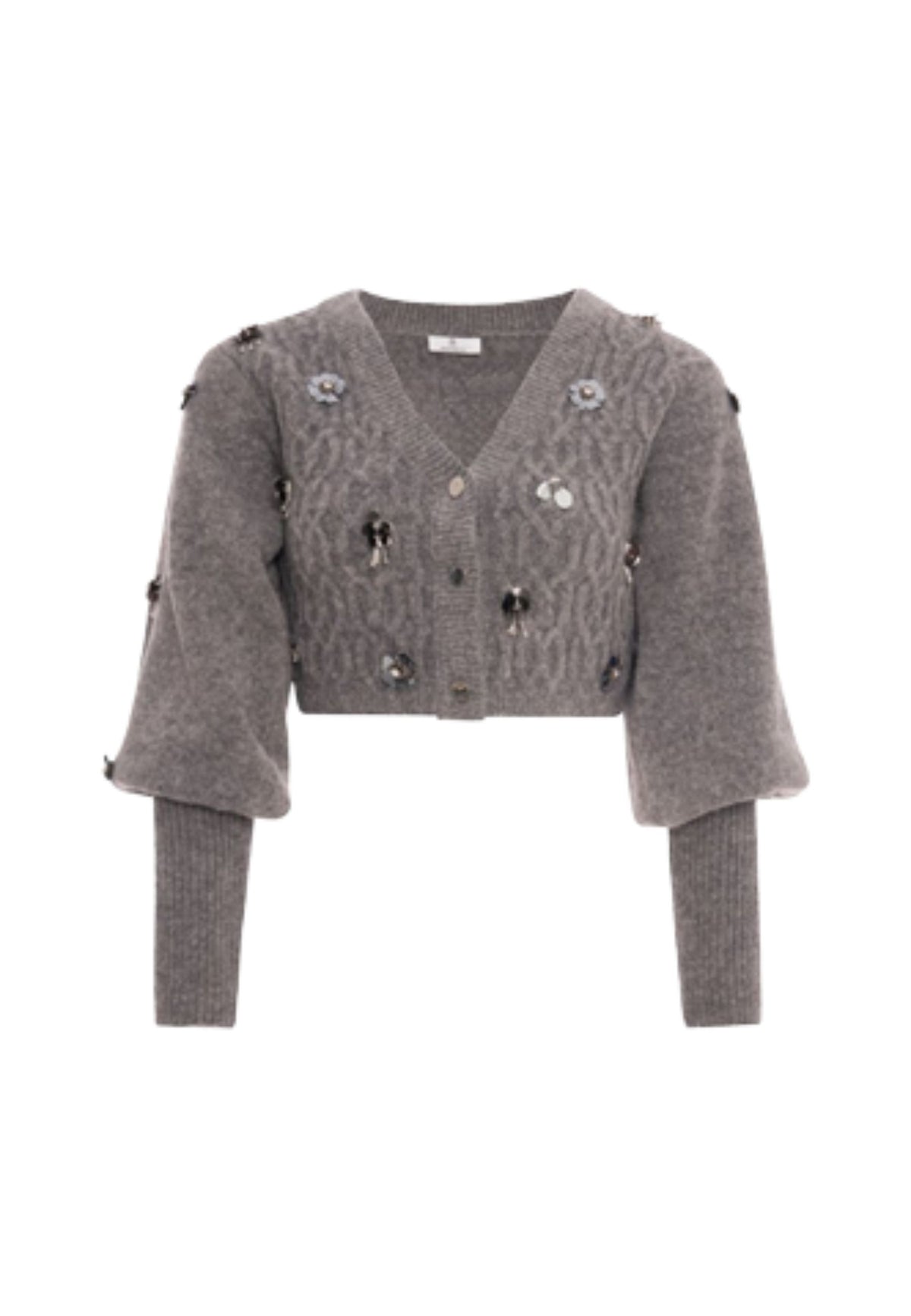 Fracomina - Cardigan cropped con applicazioni gioiello 