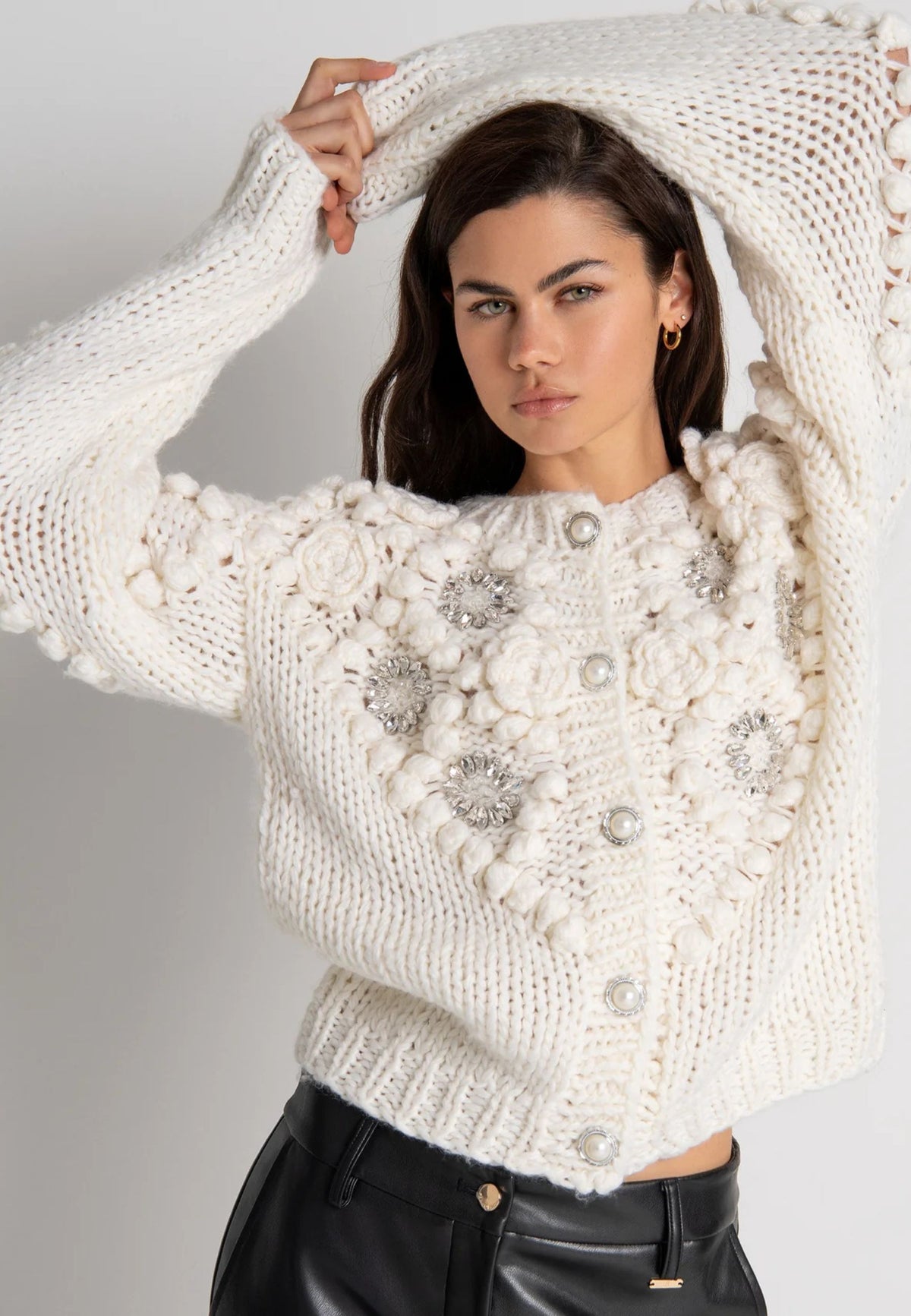FRACOMINA - Cardigan regular con applicazioni gioiello 
