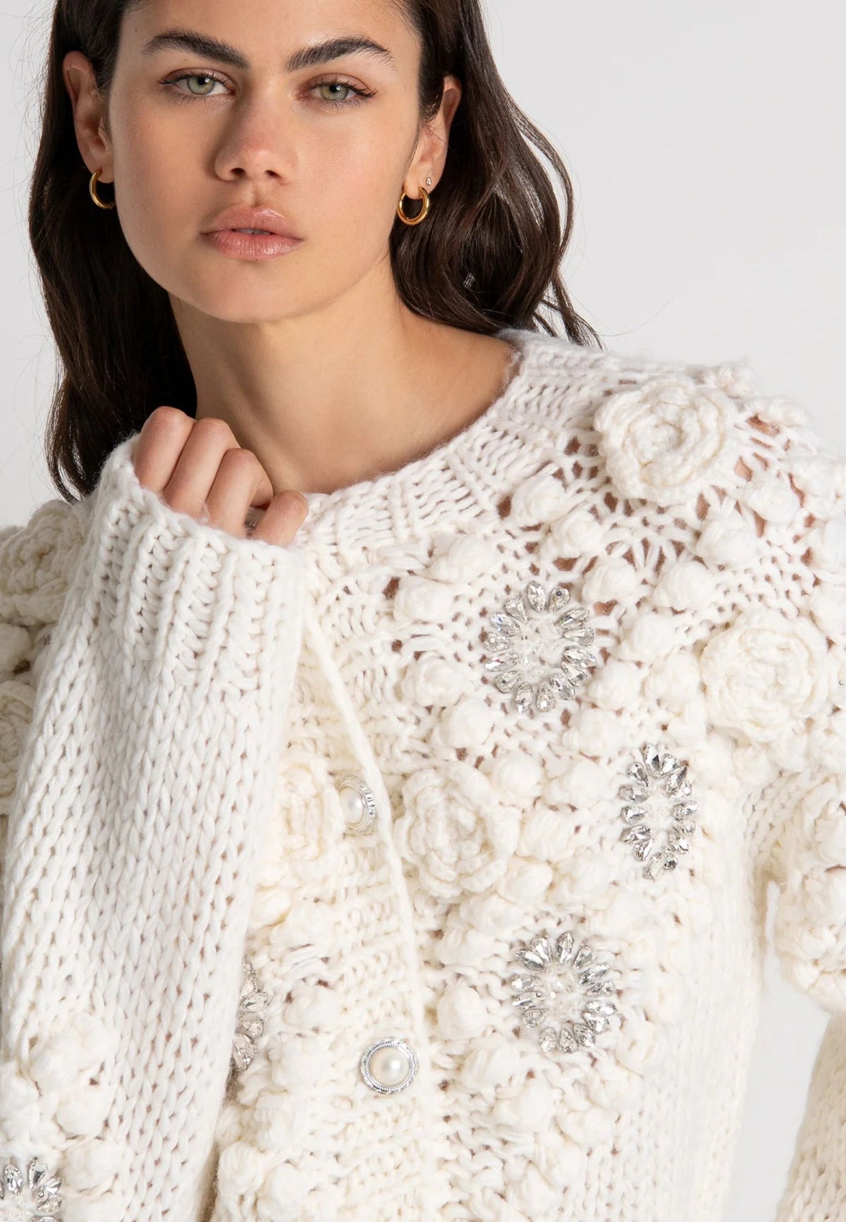FRACOMINA - Cardigan regular con applicazioni gioiello 