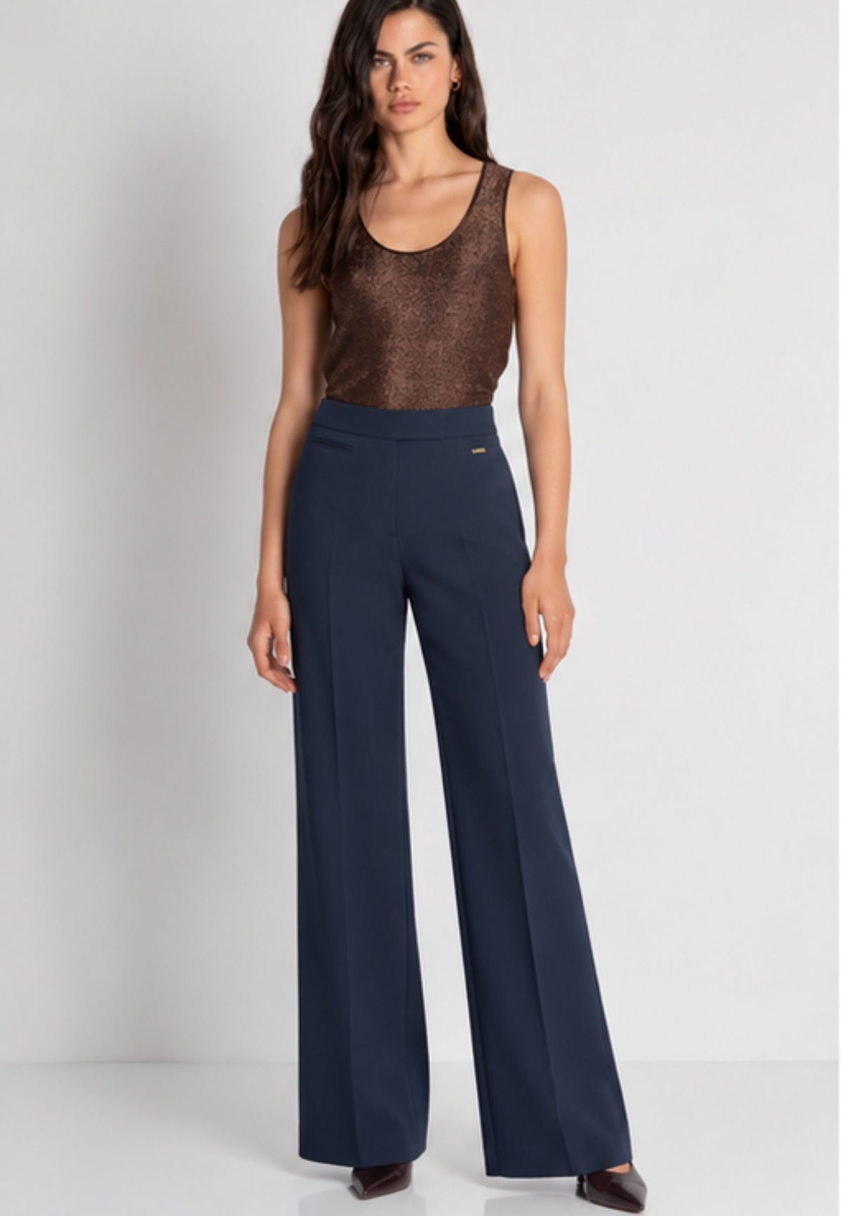 Fracomina - Pantalone Regular in Tessuto Stretch Dark Blue 