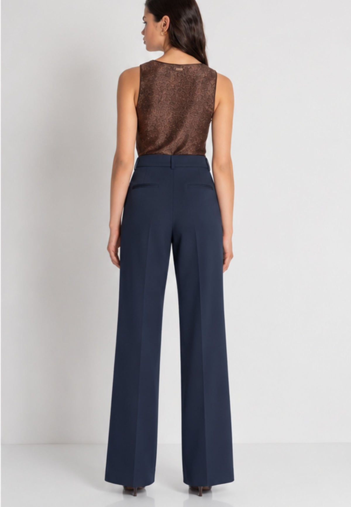 Fracomina - Pantalone Regular in Tessuto Stretch Dark Blue 