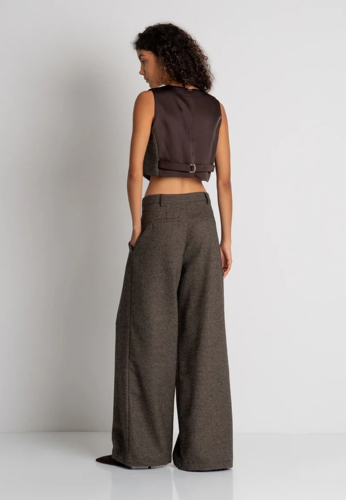 Fracomina Pantalone Wide a Palazzo in Tweed 