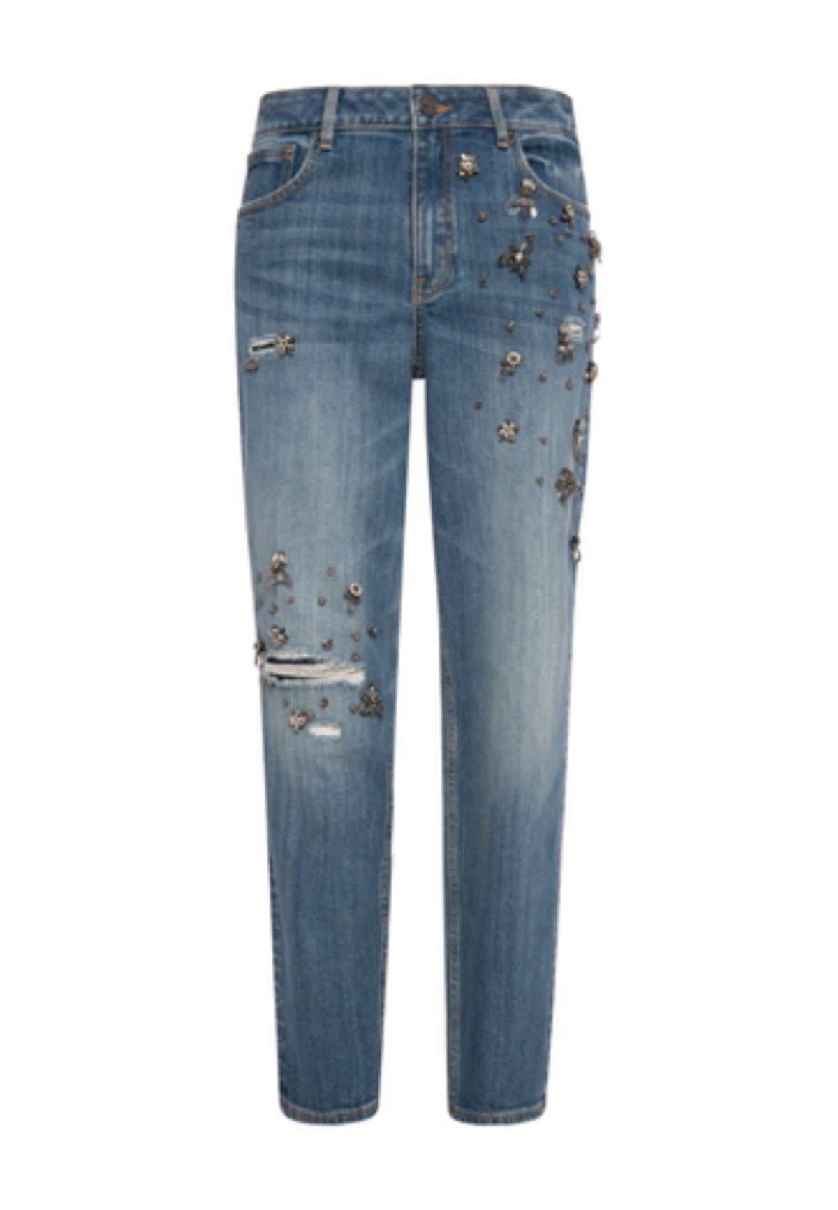Fracomina Jeans con Applicazioni Gioiello - Denim Strong Stone 