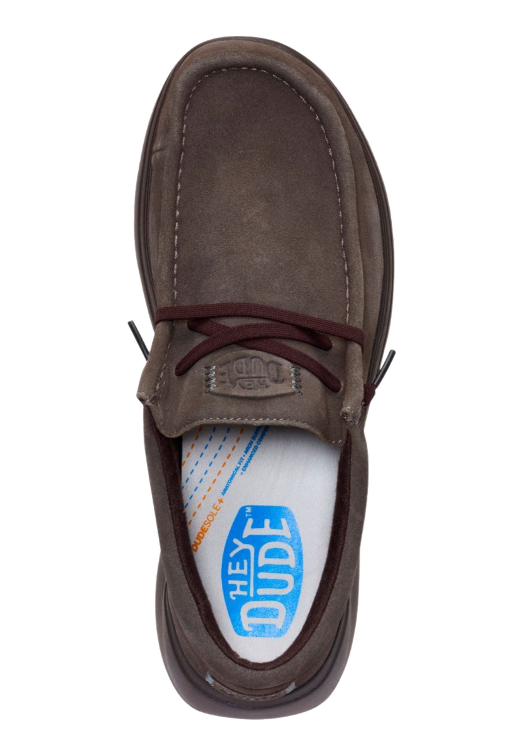 HEYDUDE Wally COMF Suede - Mocassino Uomo in Camoscio Marrone 