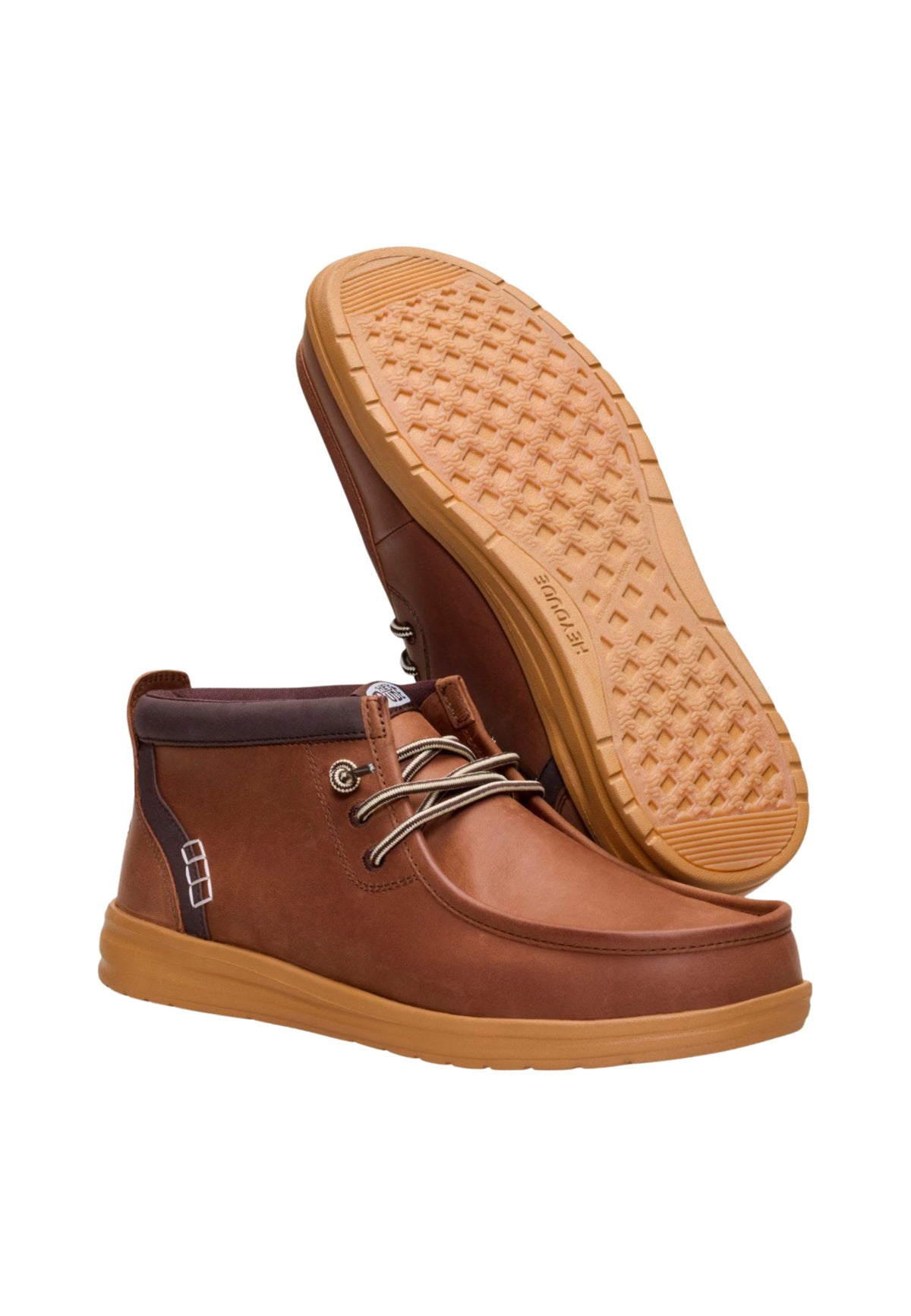 HEYDUDE Wally Mid GripR Leather - Polacchino Uomo Robe Brown/Mole Brown 