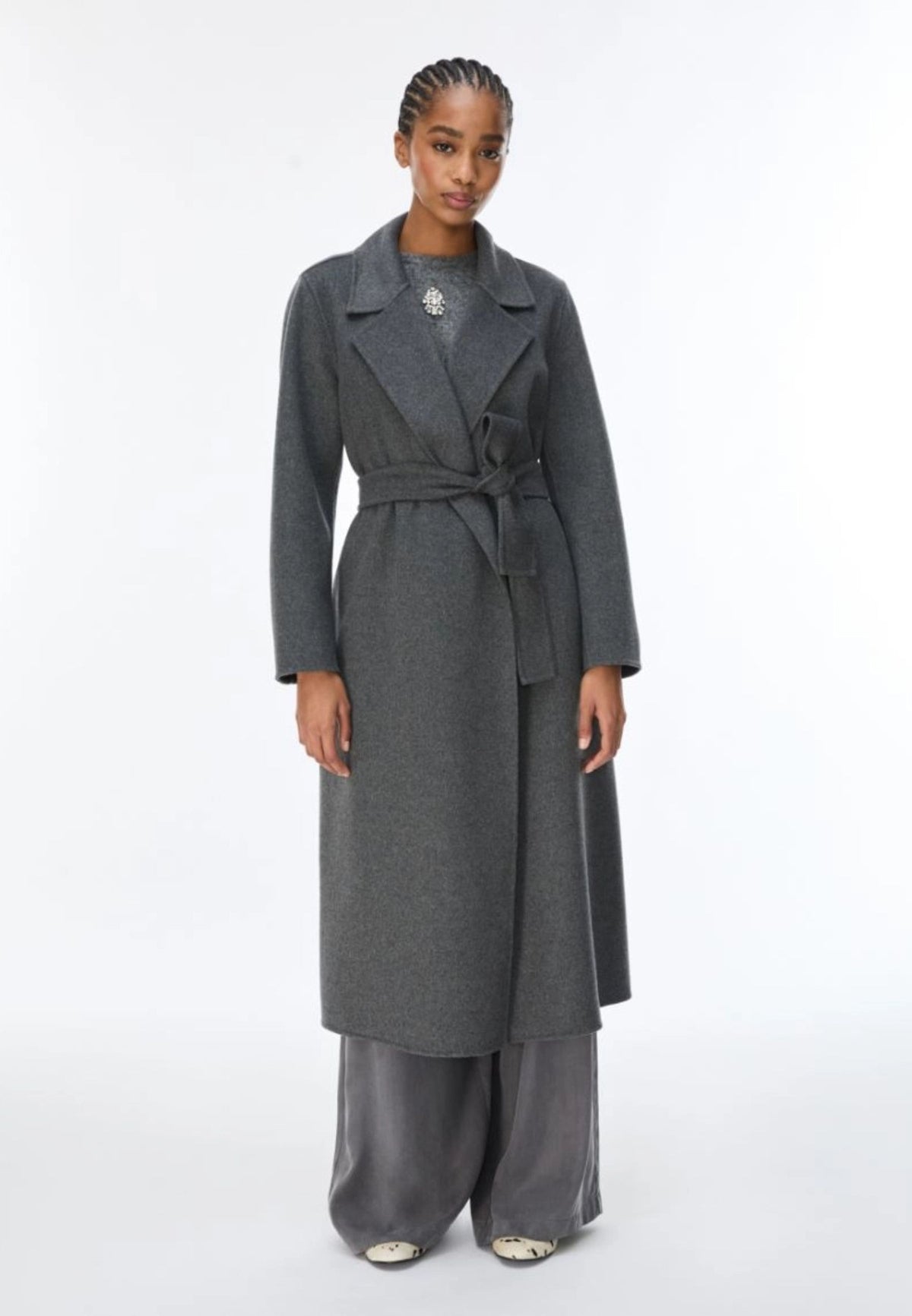 iBlues - Cappotto morbido in misto lana con cintura 