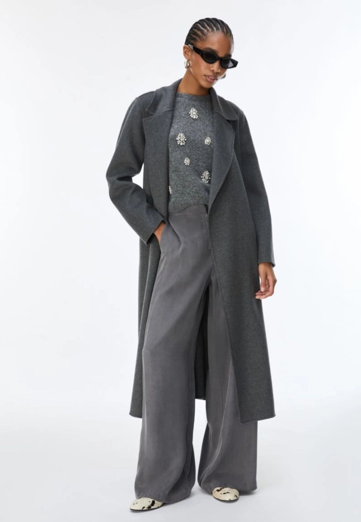 iBlues - Cappotto morbido in misto lana con cintura 