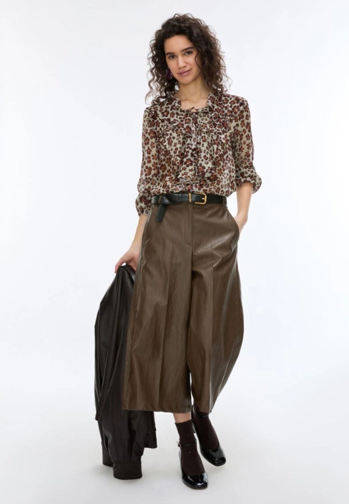 iBlues - Camicia stampata in crêpe con ruches 