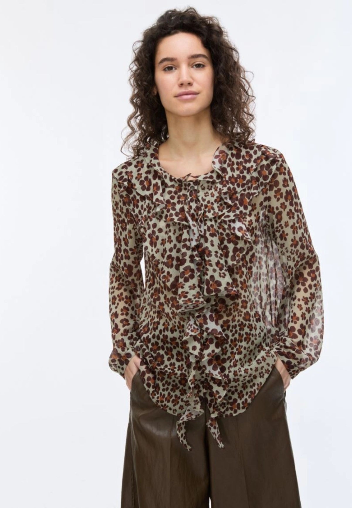 iBlues - Camicia stampata in crêpe con ruches 