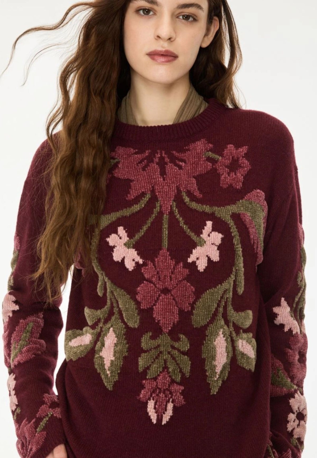 iBlues - Maglia floreale effetto 3D Rosso Vino 