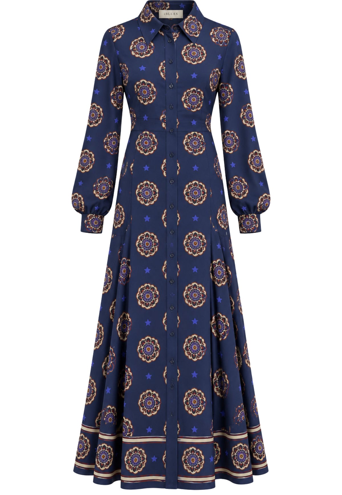 iBlues - Abito lungo Twill di viscosa stampato 