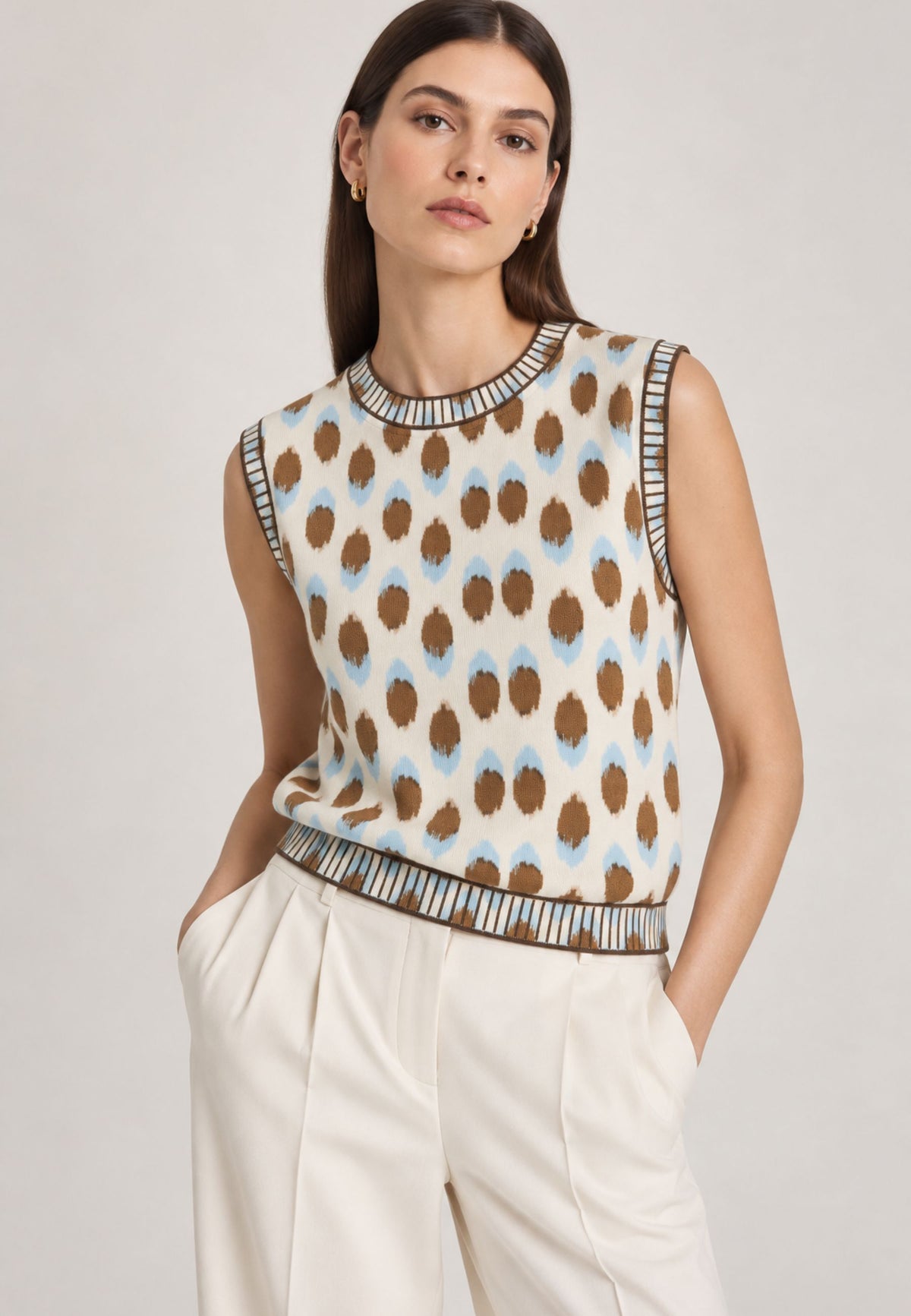 iBlues - Gilet in misto lana e mohair stampato 