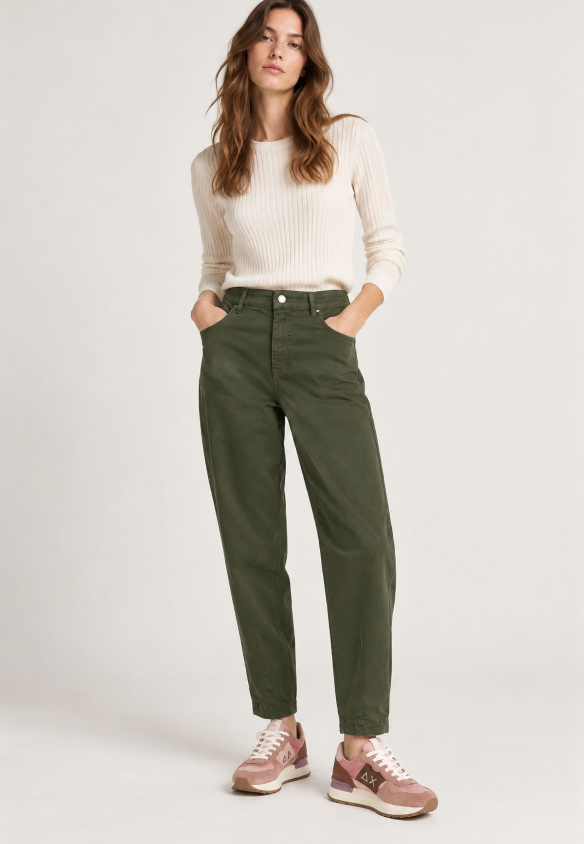iBlues Liza - Pantaloni Carrot in Cotone Stretch 