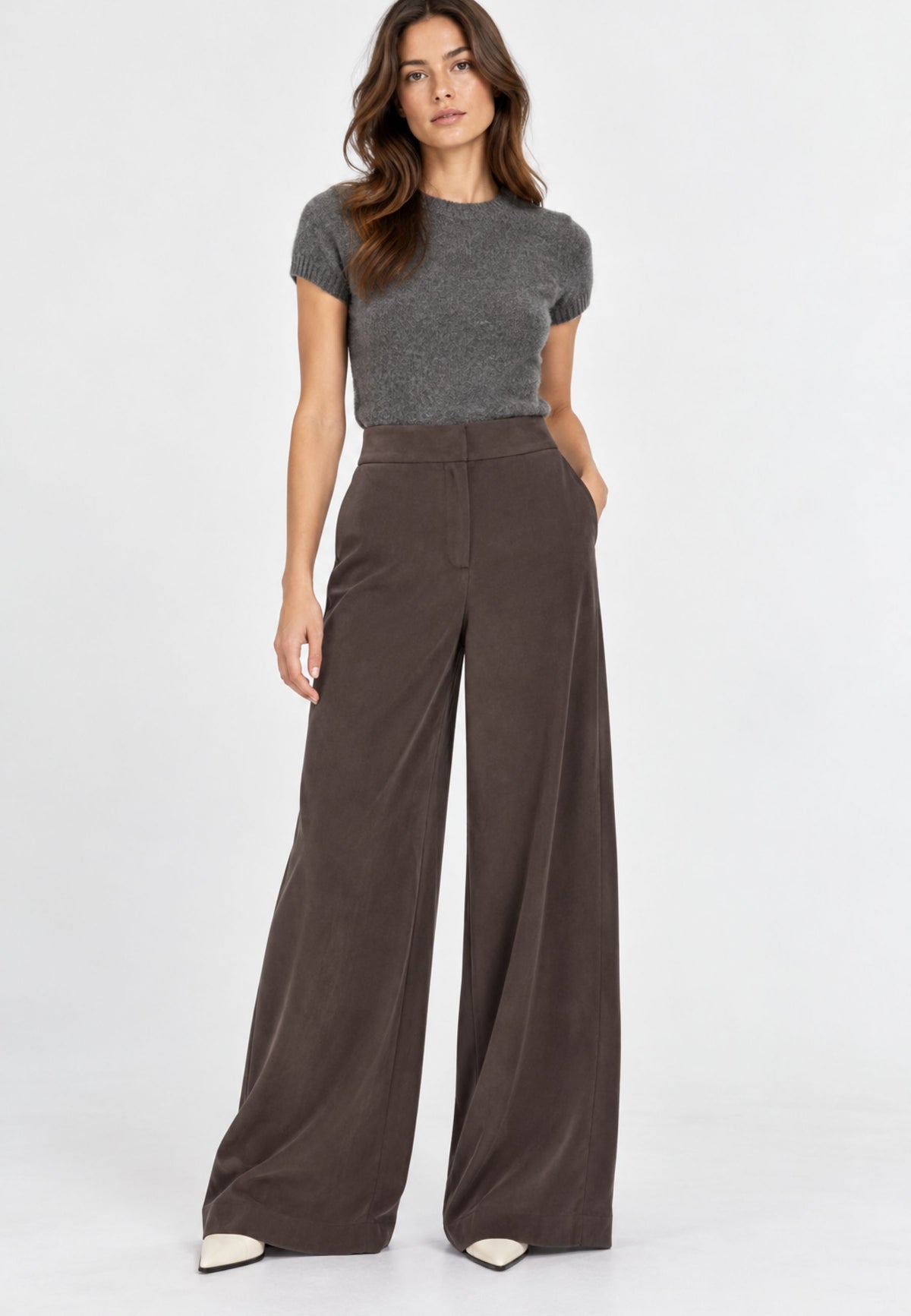 iBlues - Pantaloni Wide Leg in Viscosa e Lyocell 