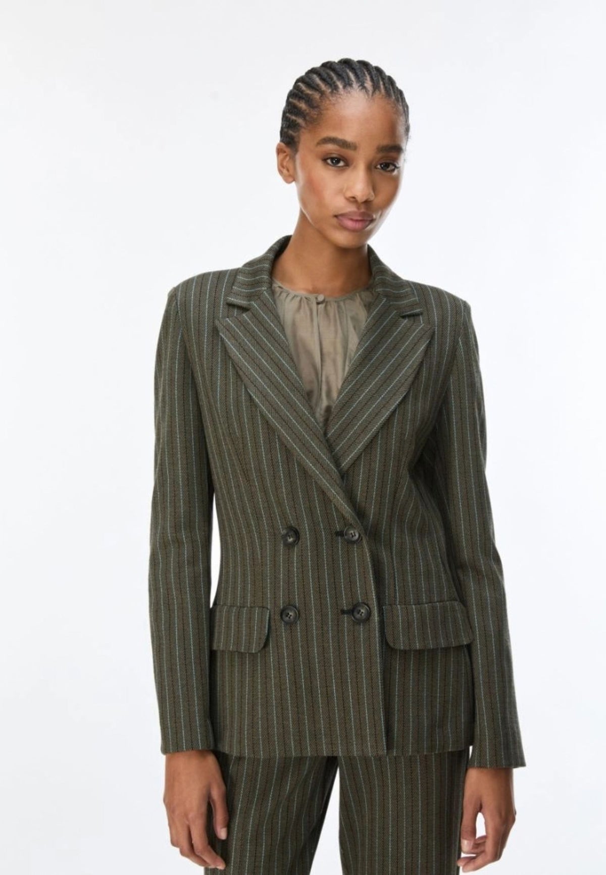 iBlues Blazer Doppiopetto in Jersey Jacquard - Kaki 