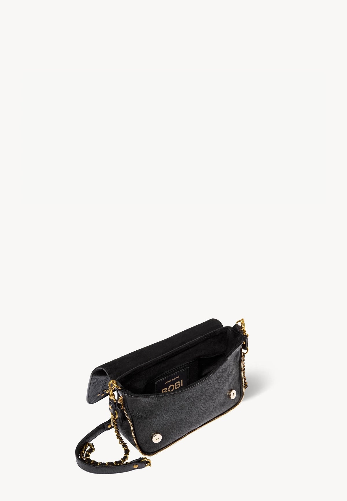 Jérôme Dreyfuss - Borsa Bobi S in pelle di capra nera con dettagli oro 