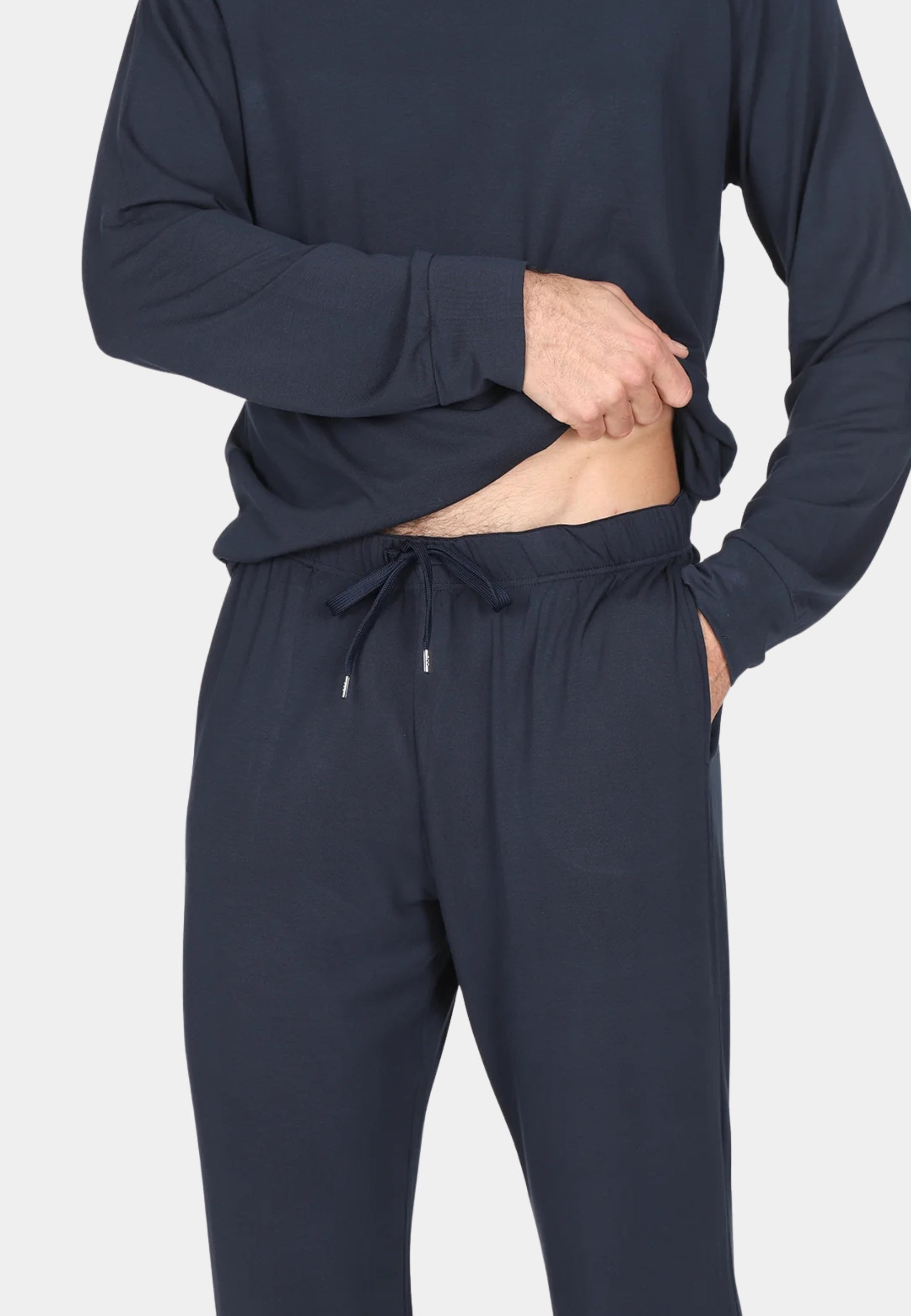 Julipet - Pigiama Uomo Girocollo in Cotone e Micromodal Blu 