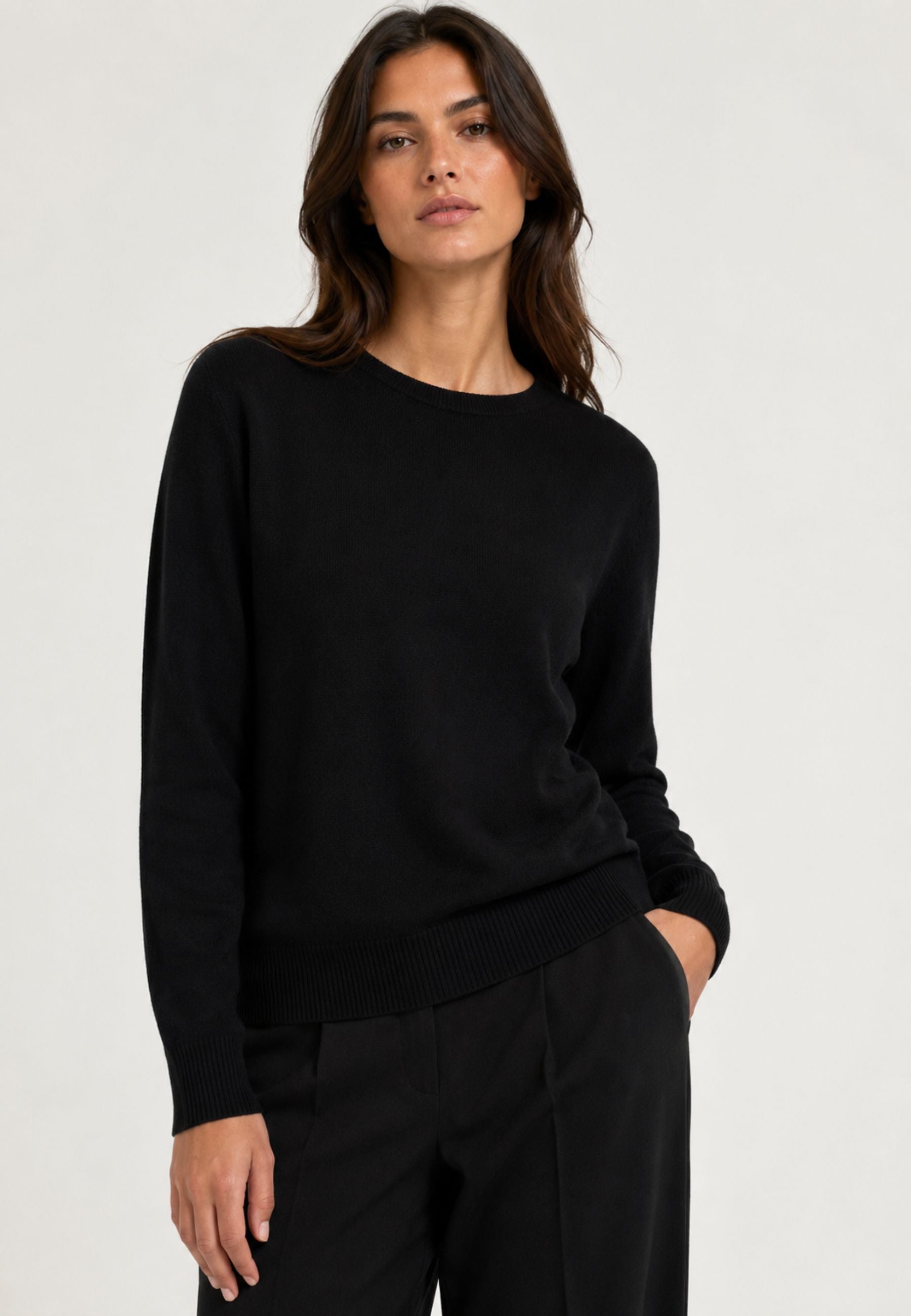 Kangra Cashmere Maglia Donna Girocollo Rasato in Lana e Cashmere 